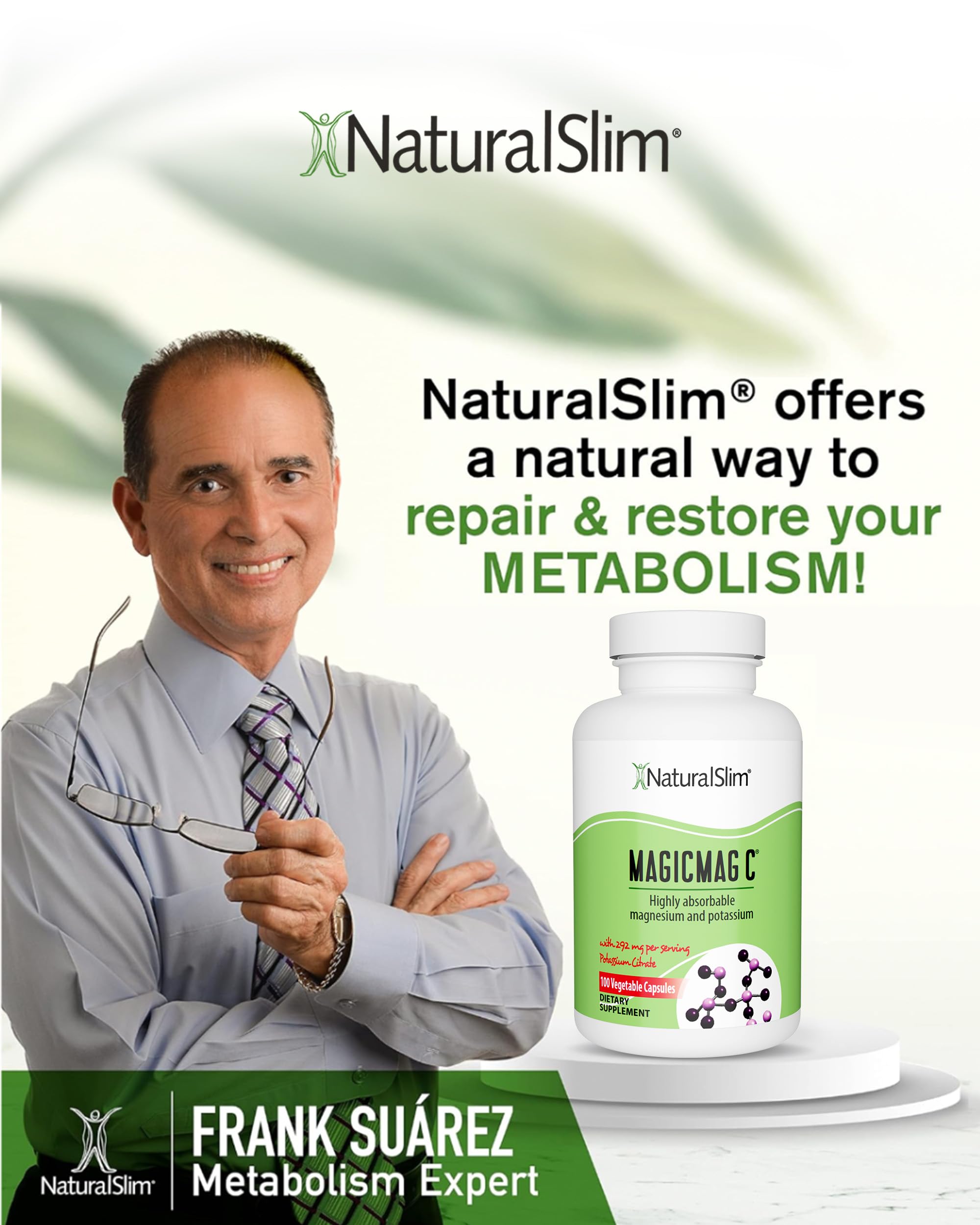 MagicMag C by NaturalSlim, Magnesium Citrate Capsules for Muscle Relaxation, Sleep Quality, Nerve Function & Electrolyte Support, Daily Magnesium Supplement