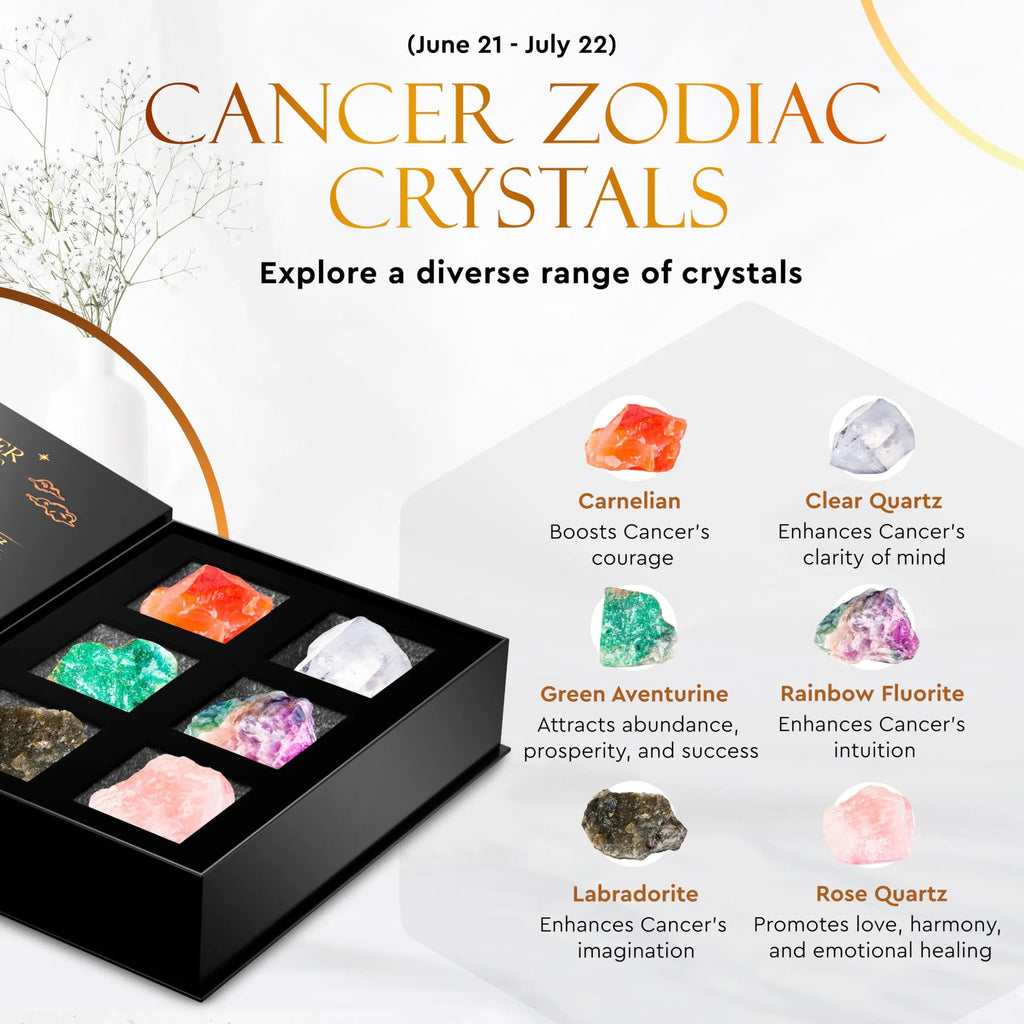 Wyspell Cancer Crystal Set - 6 Raw Cancer Crystals and Healing Stones - Cancer Zodiac Gifts for Women Wyspell Au supplements