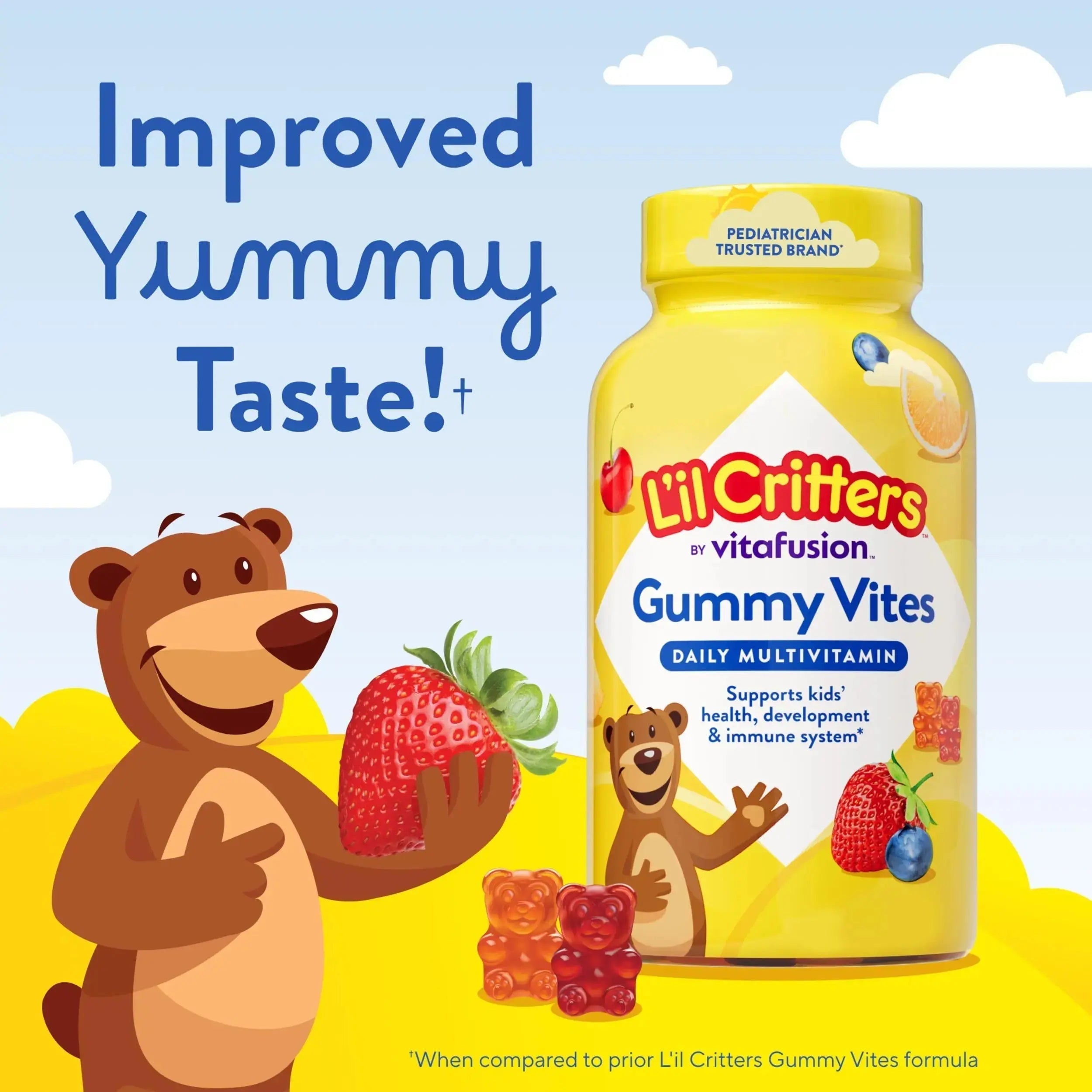 L’il Critters Gummy Vites Daily Gummy Multivitamin for Kids, Vitamin C, D3 for Immune Support Cherry, Strawberry, Orange Lil Critters Au supplements
