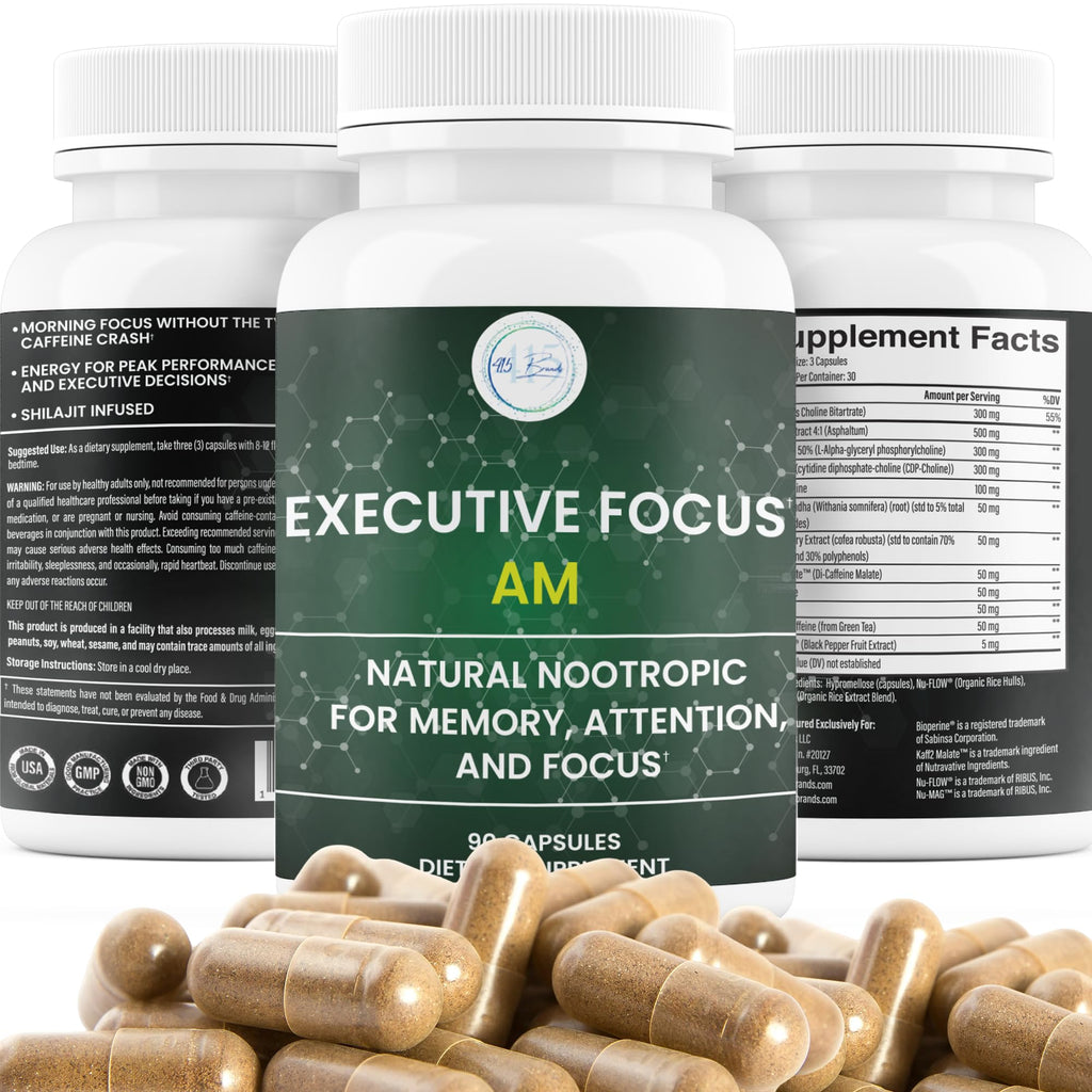 12-in-1 Natural Nootropic Brain Supplement for Memory and Focus, Nootropic for Men & Women, Brain Support Pill for Adults, Brain Vitamins - Focus 30 Day Supply Executive Focus Au supplements