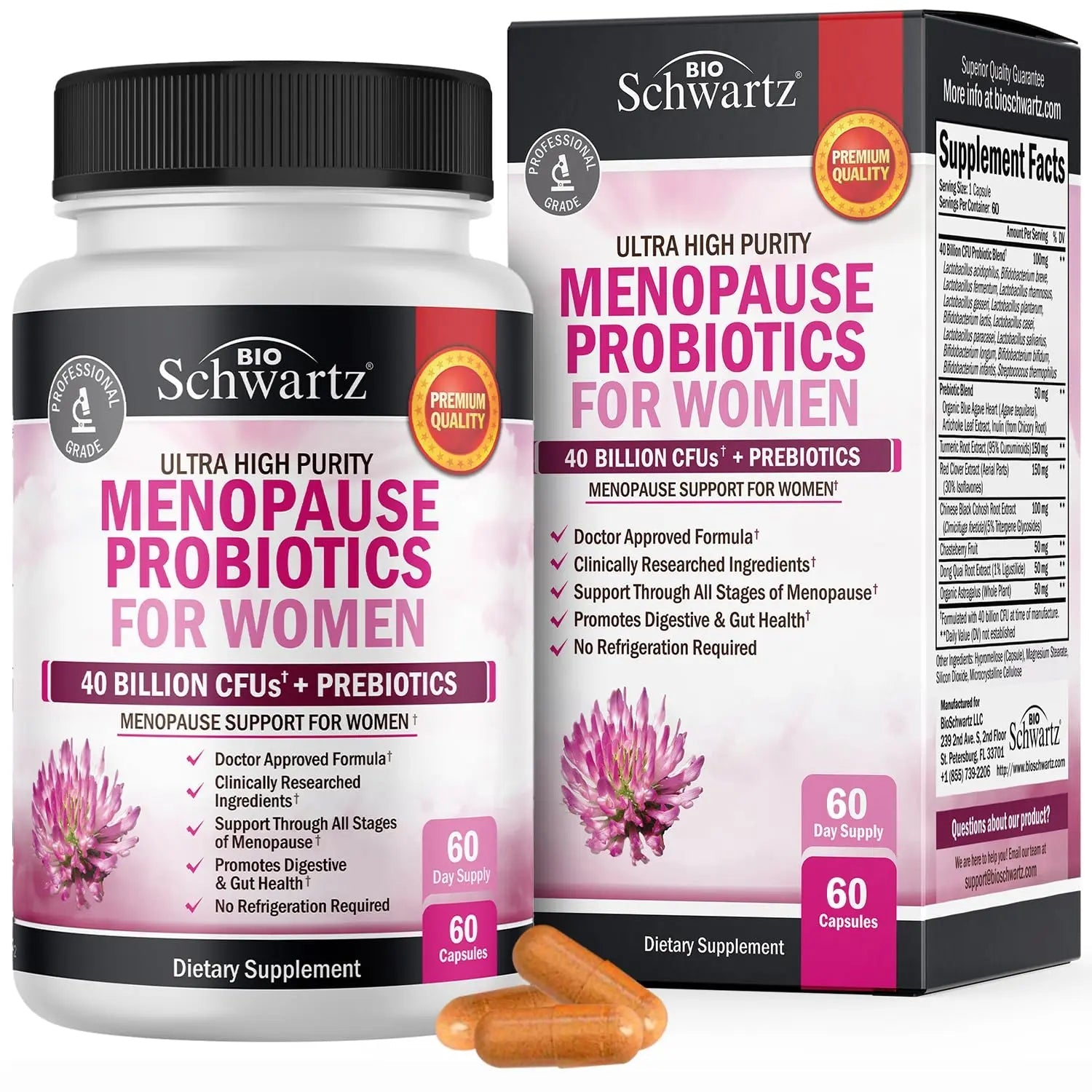 Menopause Support Probiotics for Women - Unique Menopause Relief for Hot Flashes BioSchwartz Au supplements