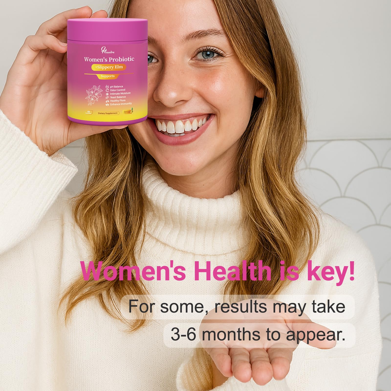 Her Juicy Women's Probiotic Gummies: Supports Women’s Wellness & pH Balance, Clean Vegan, Pineapple Flavor, Prebiotics & Lactobacillus Blend, with Slippery Elm, Gut Health & Immune Defense, 60 Gummies Heawdra Au supplements
