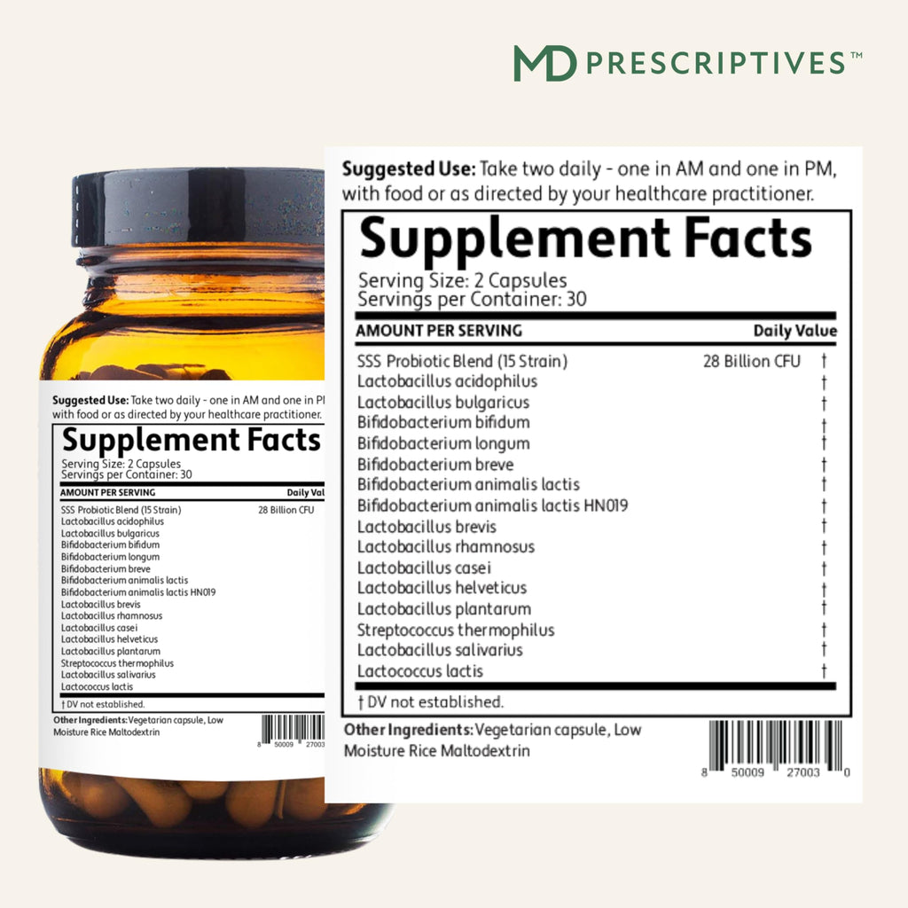 MD Prescriptives - PureBiotic - Probiotic Dietary Supplement for Digestive & Gut Health - 60 Capsules