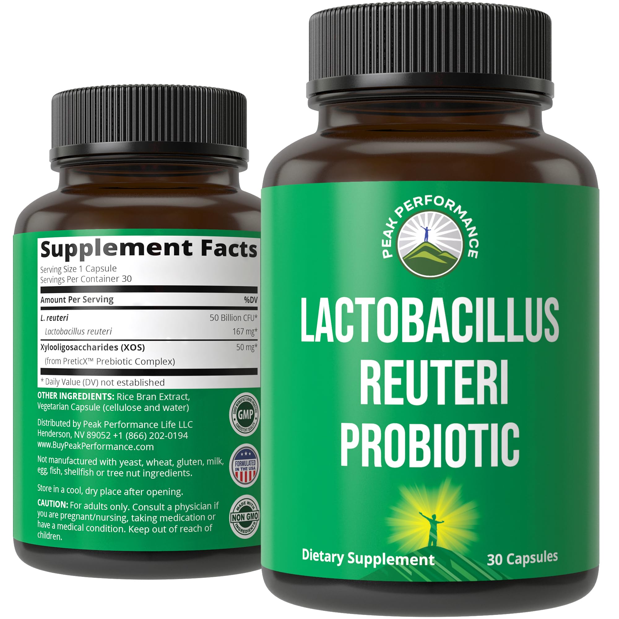 Lactobacillus Reuteri 50 Billion CFU Probiotics with Clinically Studied PreticX® XOS Prebiotic. L Reuteri Probiotic Capsules Supplement for Gut Health and Digestive Support. for Both Women & Men Peak Performance Au supplements