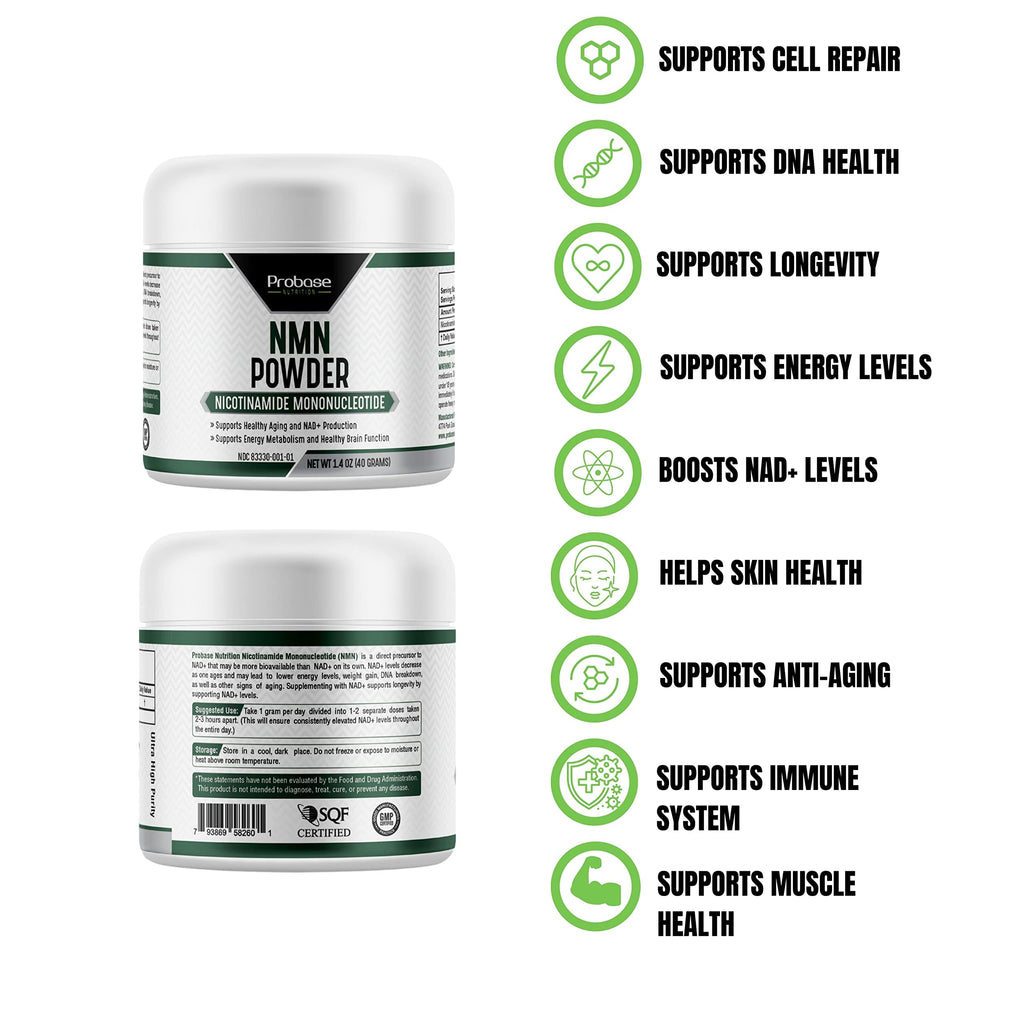 Probase Nutrition Longevity Pure NMN Powder 40 Grams - Ultra-Pure, Fully Stabilized, Pharmaceutical Grade NMN to Boost NAD+, Nicotinamide Mononucleotide Powder Supplement Probase Nutrition Au supplements