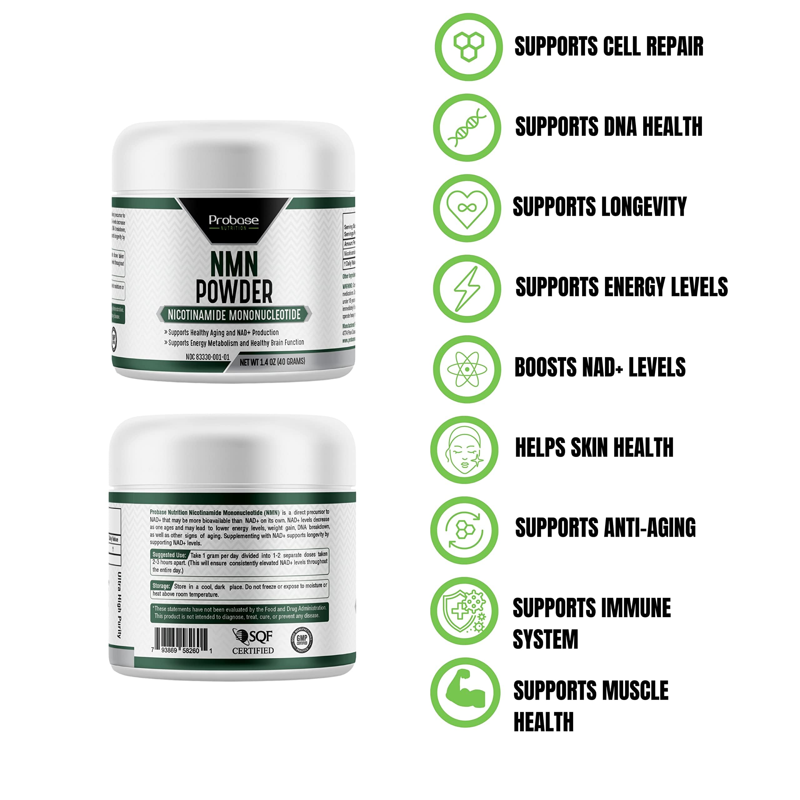 Probase Nutrition Longevity Pure NMN Powder 40 Grams - Ultra-Pure, Fully Stabilized, Pharmaceutical Grade NMN to Boost NAD+, Nicotinamide Mononucleotide Powder Supplement Probase Nutrition Au supplements