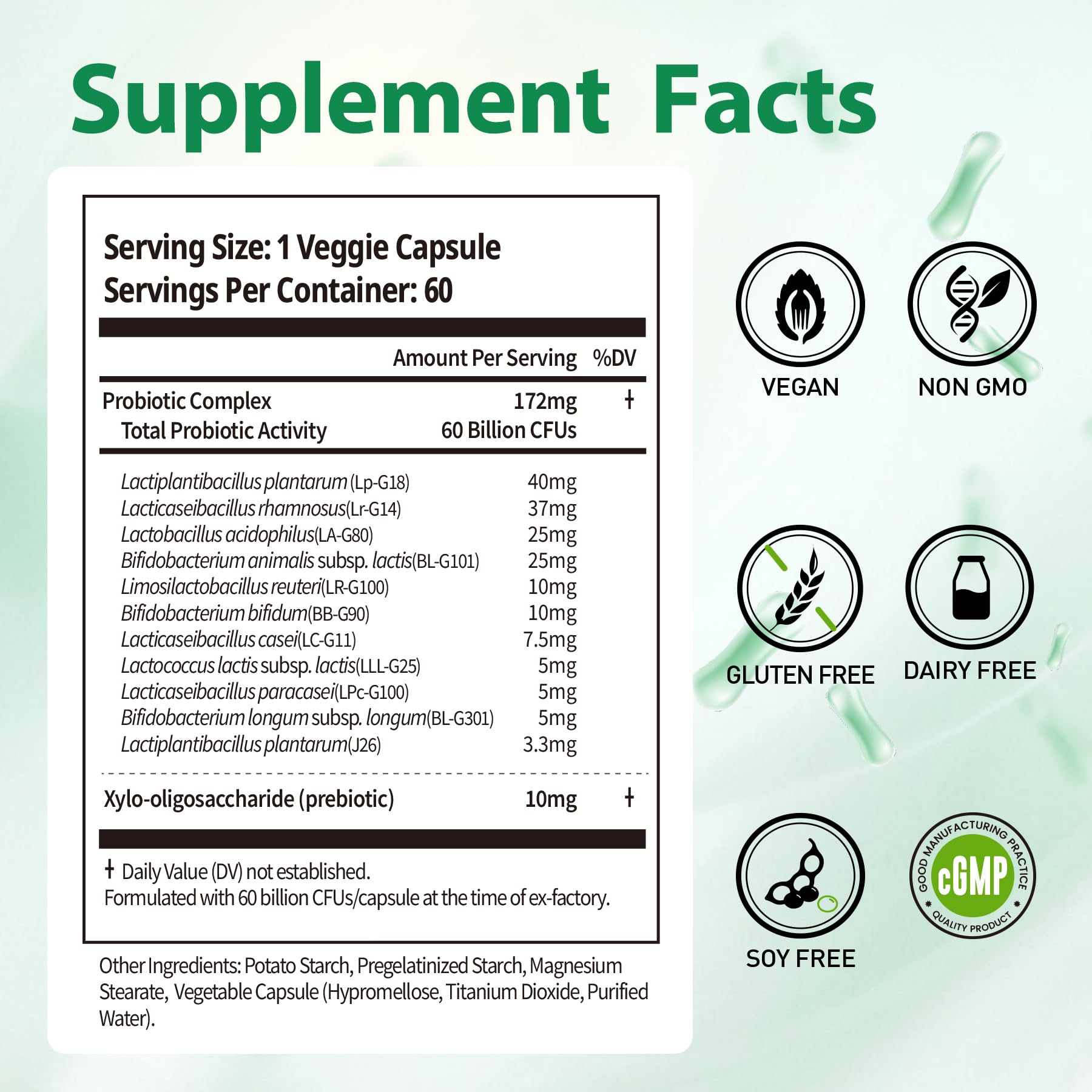 BioJhchang Probiotics Supplements 60 Billion CFUs 11 Diverse Strains Natural Prebiotics for Immune, Digestive Gut Health Supports Occasional Constipation Diarrhea Gas Bloating for Women & Men BioJhchang Au supplements