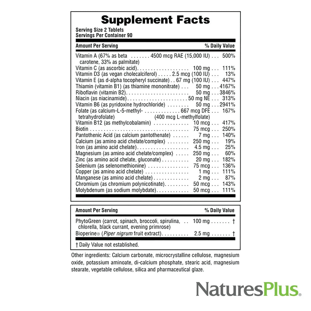NaturesPlus Source of Life Power Teen - 180 Vegetarian Tablets - Teen Multivitamin with Minerals & Whole Foods for Mental Focus NaturesPlus Au supplements