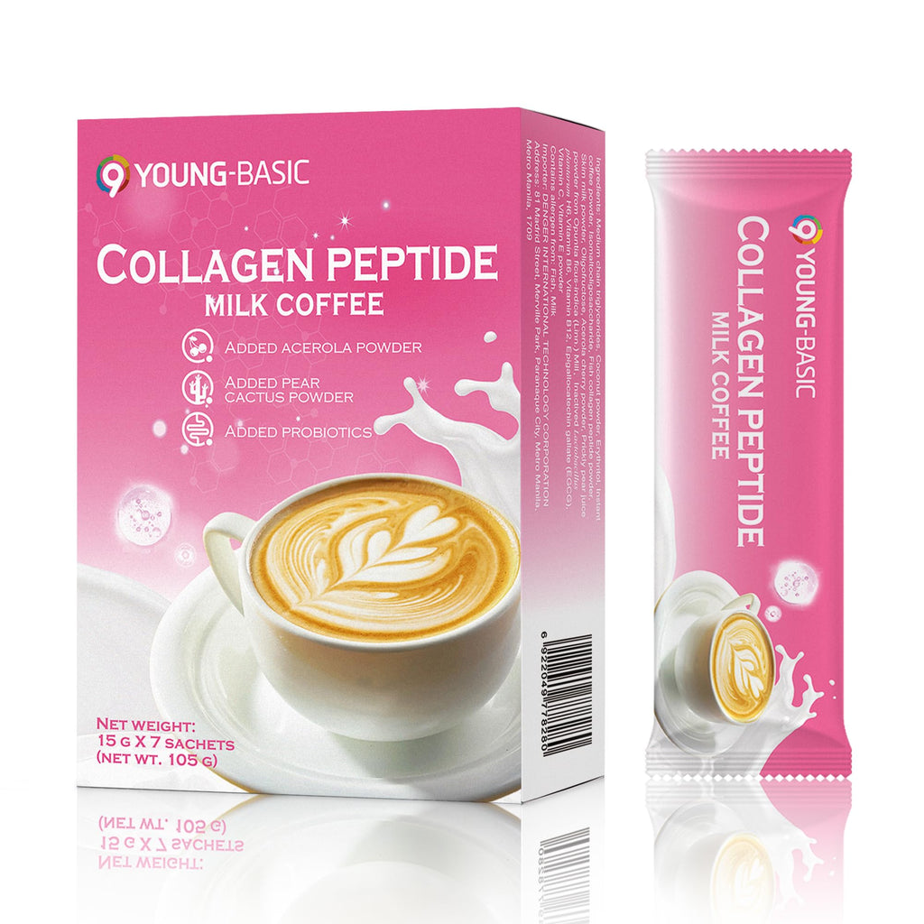 Collagen Peptide Milk Coffee - Rich in Premium Marine Fish Collagen Peptides, Multivitamins (B6/B12/C/E) and Prebiotics, Instant Milk Coffee with Creamer for Skin, Antioxidant, Aging and Gut Health 9 YOUNG-BASIC Au supplements