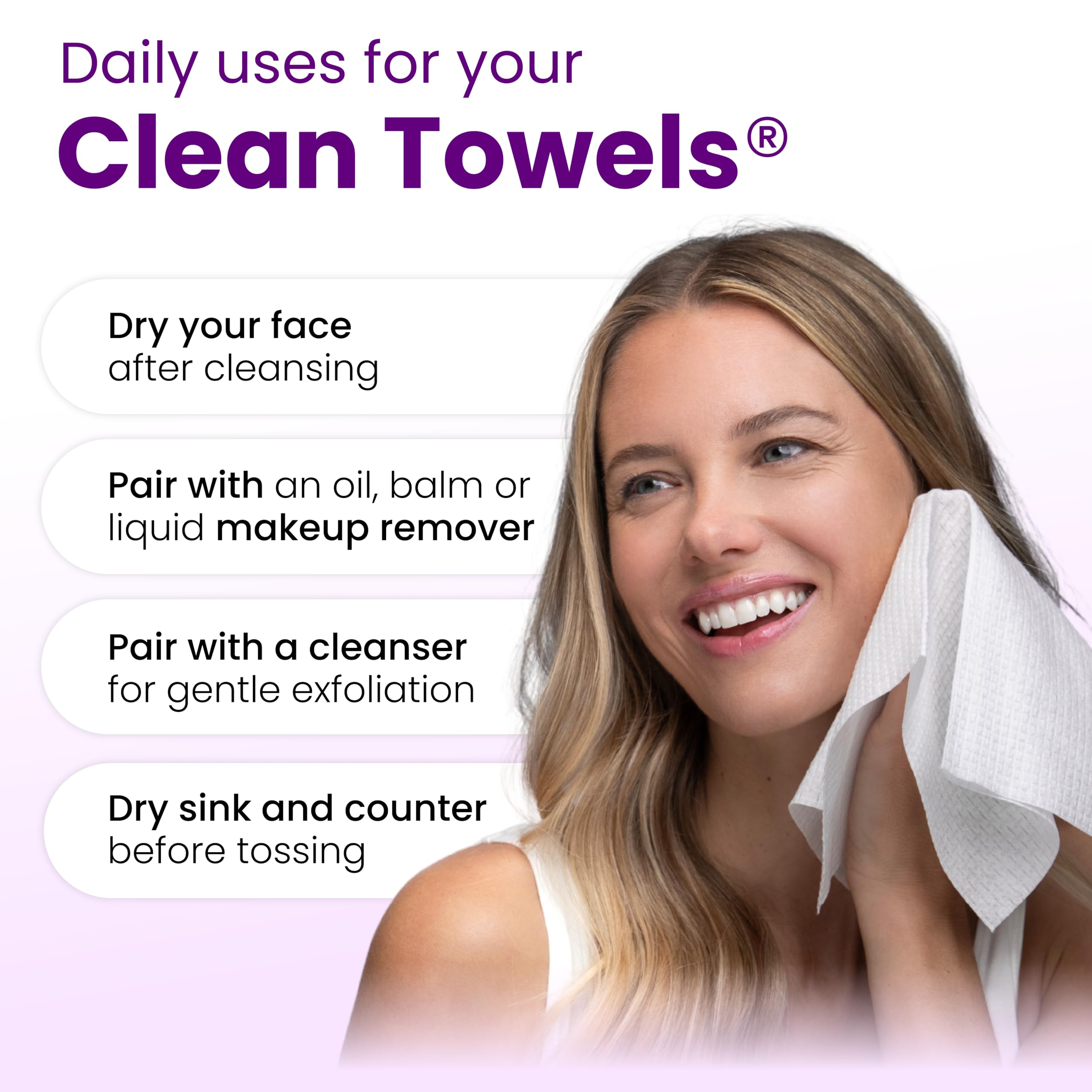CLEAN SKIN CLUB Healthy Aging Clean Towels® XL, Smooths Fine Lines Wrinkles & Texture, Disposable Face Dry Wipes, XL - 1 Pack (50 count)
