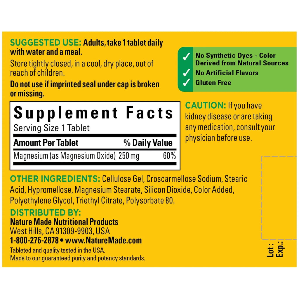 Nature Made Magnesium Oxide 250 mg, Dietary Supplement for Muscle, Heart Nature Made Au supplements