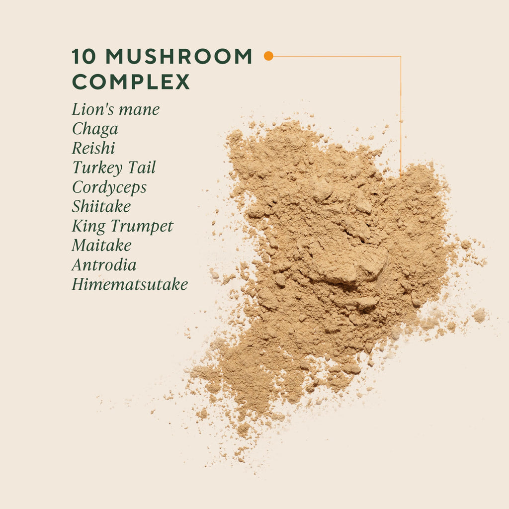 Om Master Blend Mushroom Powder – Organic Mushroom Supplement with 10 Mushrooms and Ashwagandha - Support Immunity, Gut Health & Stress Relief,