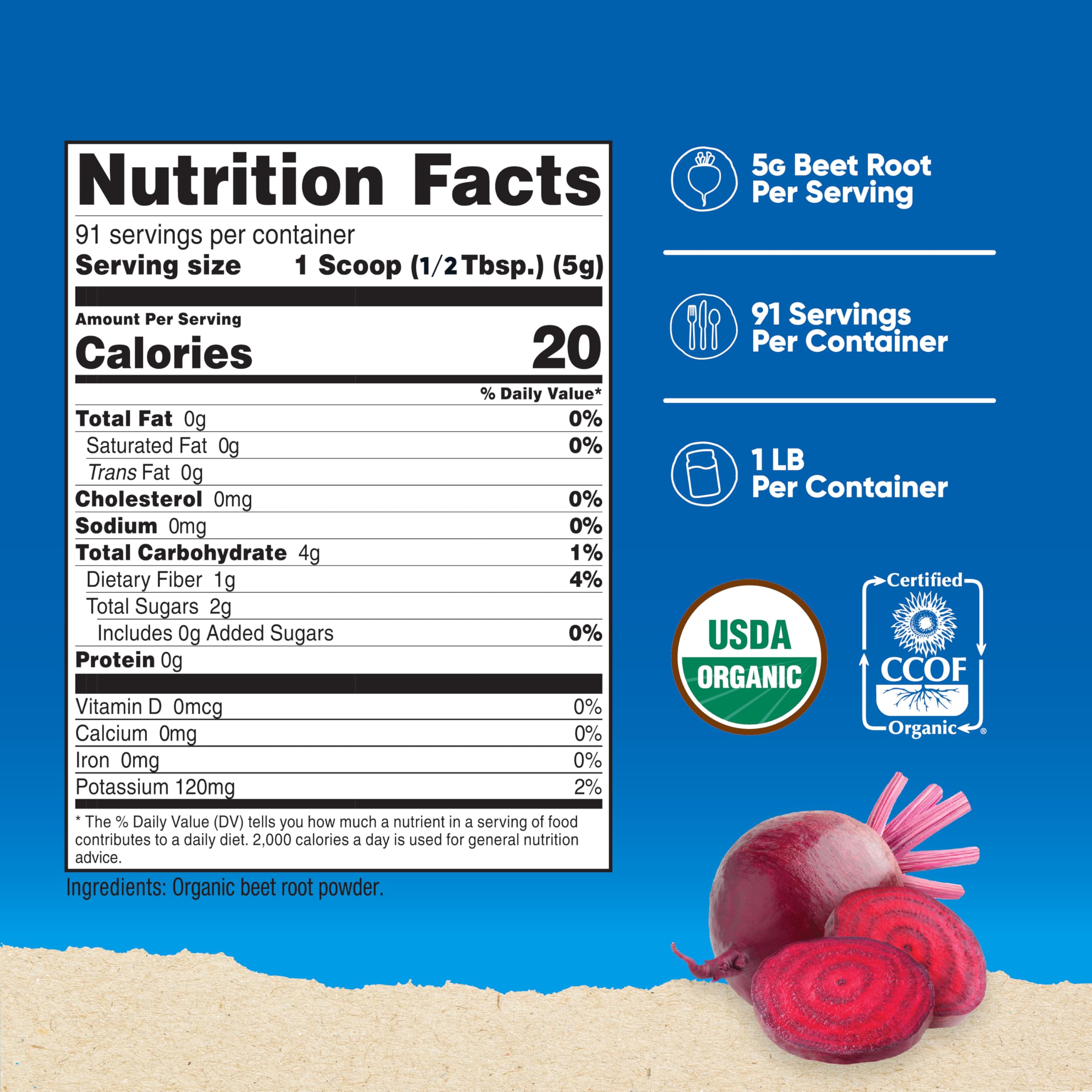 Nutricost Organic Beet Root Powder 1 LB - Vegan, Superfood, Certified USDA Organic