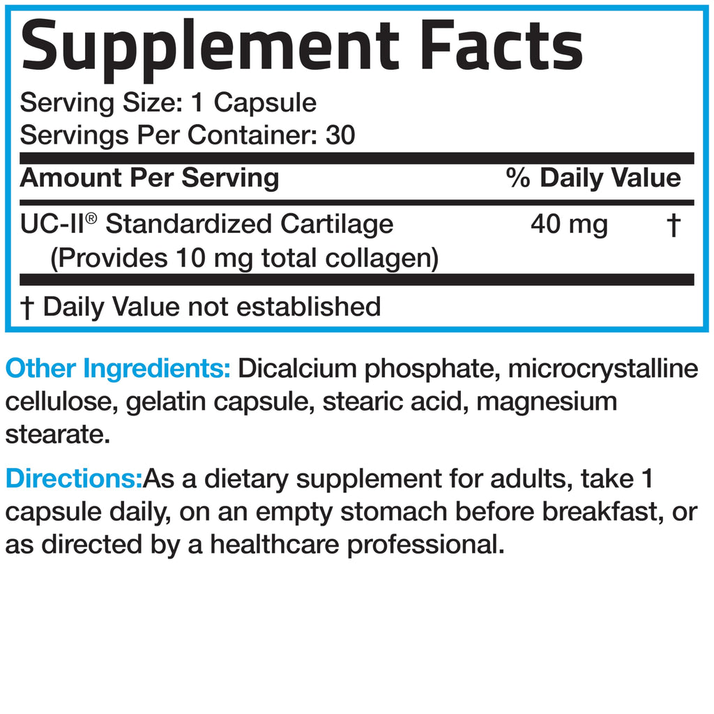 Bronson UC-II Type II Collagen with Undenatured Type II Collagen, 30 Capsules