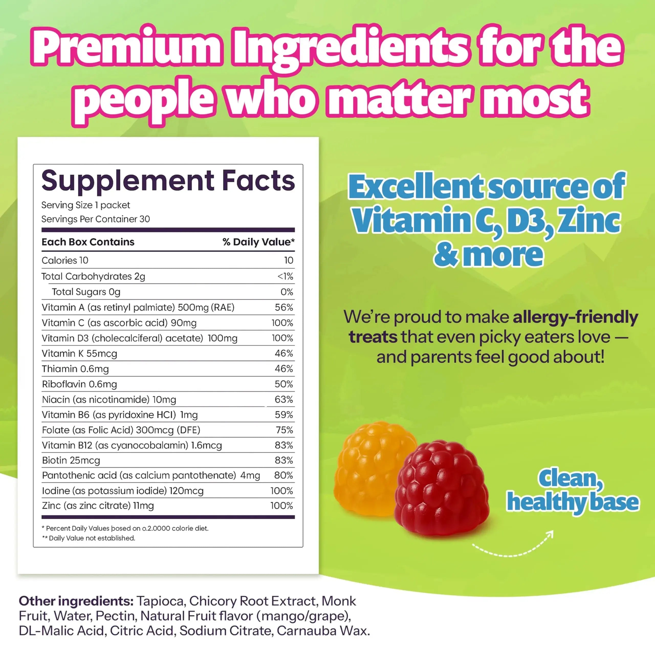 Kids Daily Multivitamin - Healthy Snacks For Kids – No Sugar, No Dyes, Monk Fruit Sweetened, Vegan, Gluten-Free- 100% Daily Value of Vitamins C, D3, Zinc Jelly.Boo Au supplements