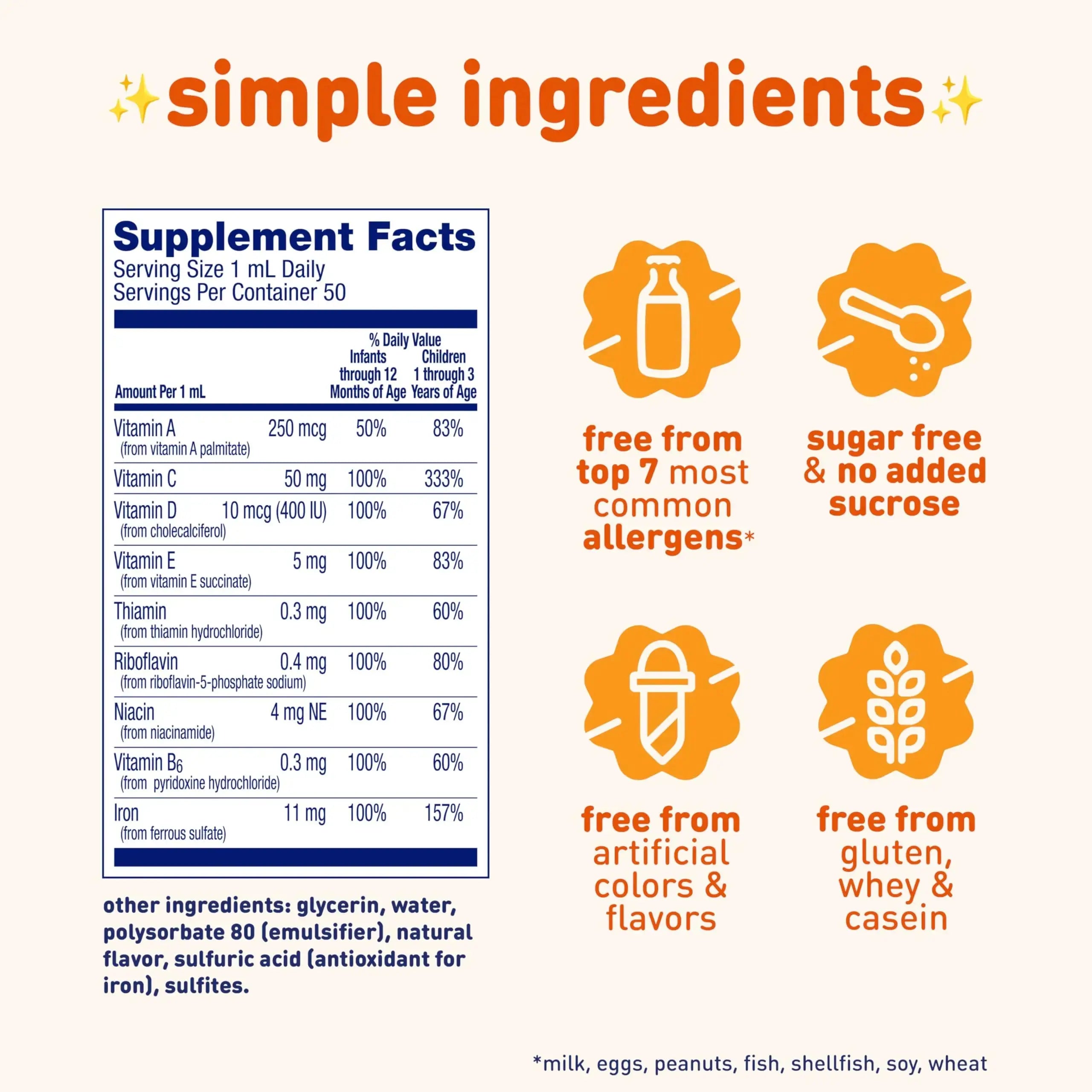 Enfamil Poly-Vi-Sol and Fer-in-Sol Iron Liquid Drop Multivitamin Supplements for Infants and Toddlers, 2x50 mL Dropper Bottle Enfamil Prenatals & Baby Vitamins Au supplements