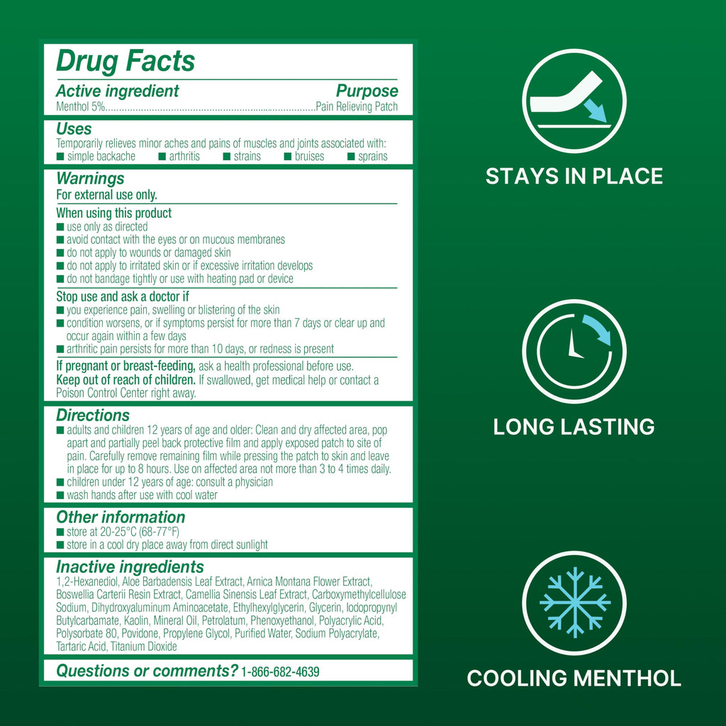 Biofreeze XL Pain Relief Patches, Menthol Pain Patches for Lower Back, Neck, Knee, & Shoulder, Comfortable & Flexible Fabric Stays in Place, 4 ct Biofreeze Au supplements