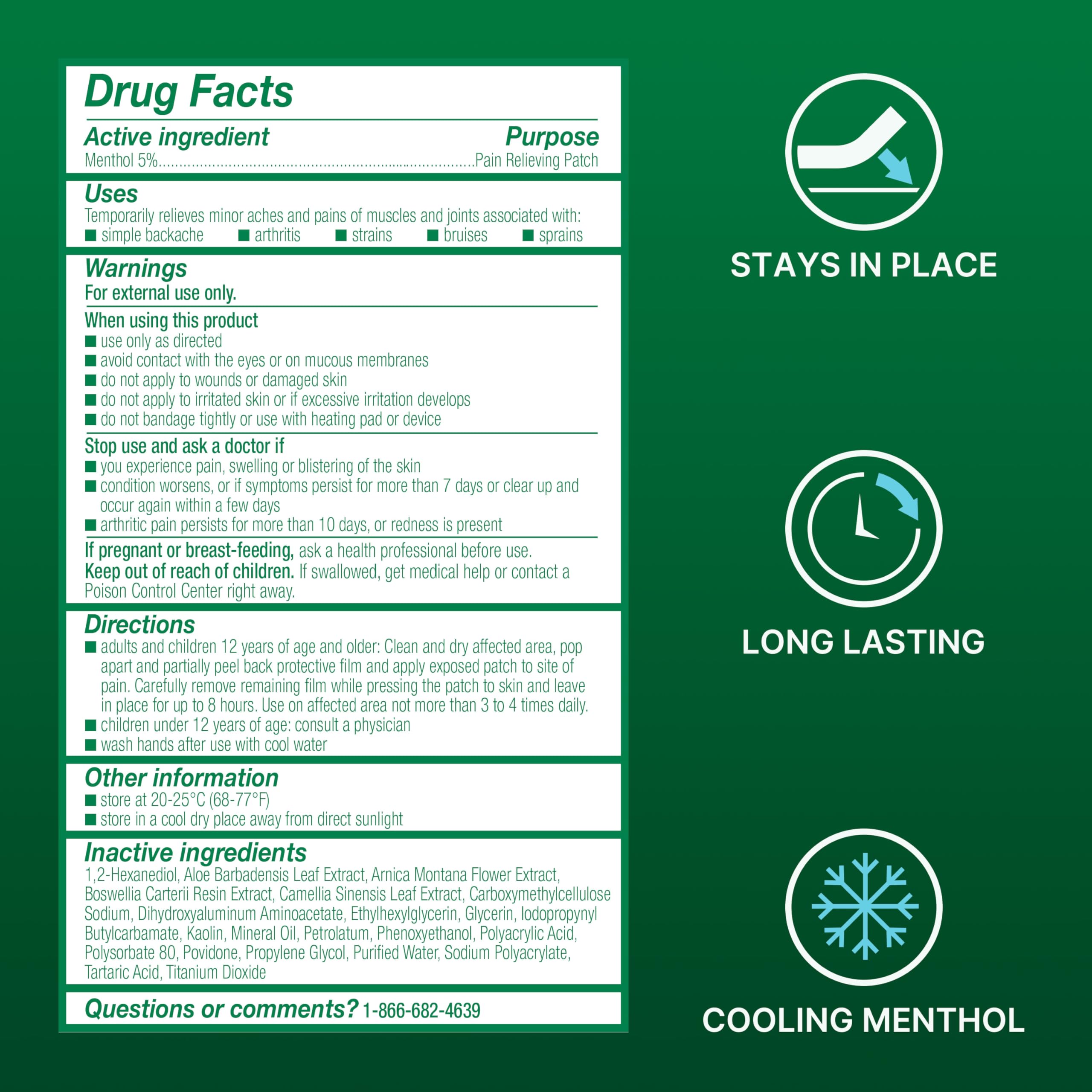 Biofreeze XL Pain Relief Patches, Menthol Pain Patches for Lower Back, Neck, Knee, & Shoulder, Comfortable & Flexible Fabric Stays in Place, 4 ct Biofreeze Au supplements