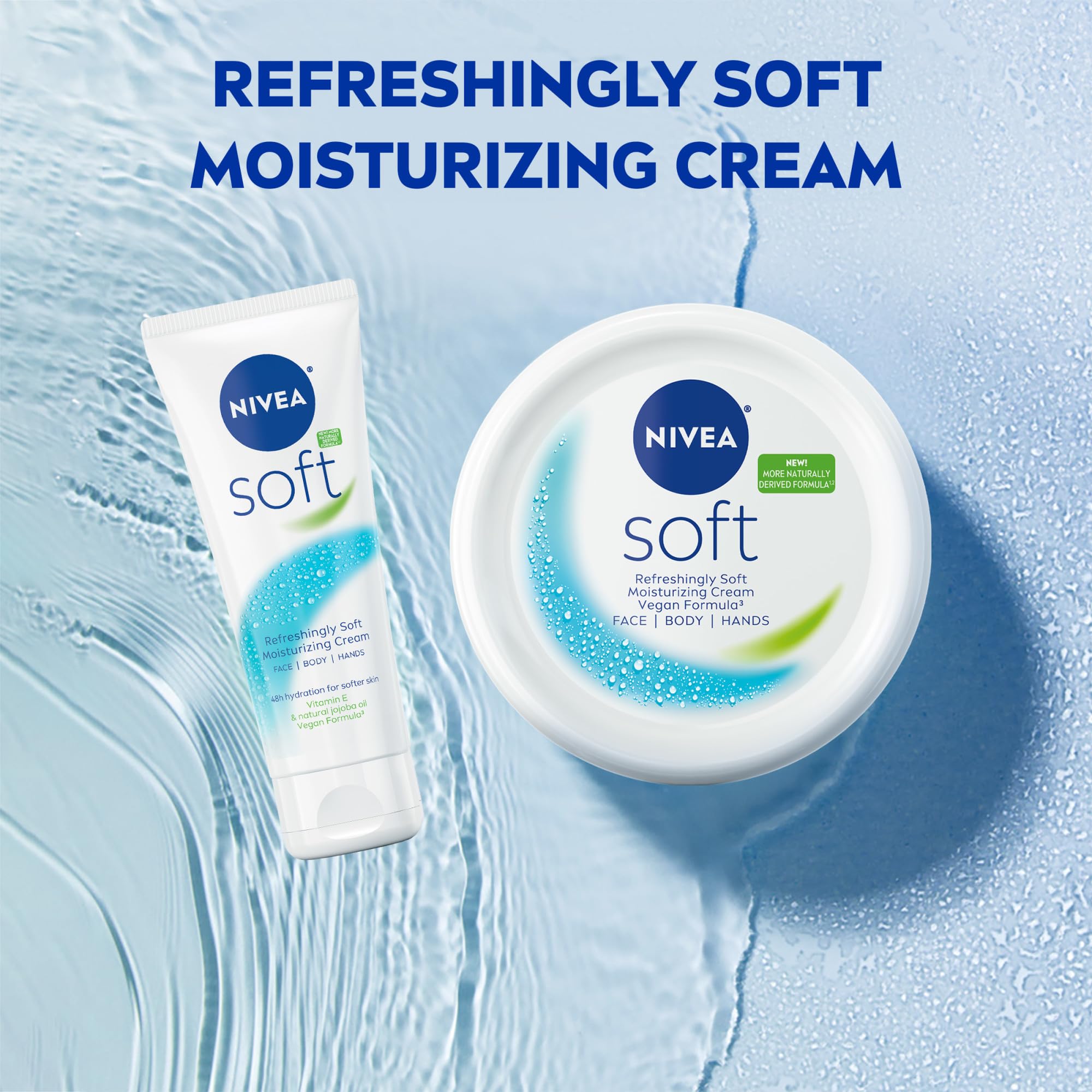 NIVEA Soft Refreshingly Soft Moisturizing Cream, Lightweight Body Moisturizer for Face, Body and Hands, Body Cream Enriched