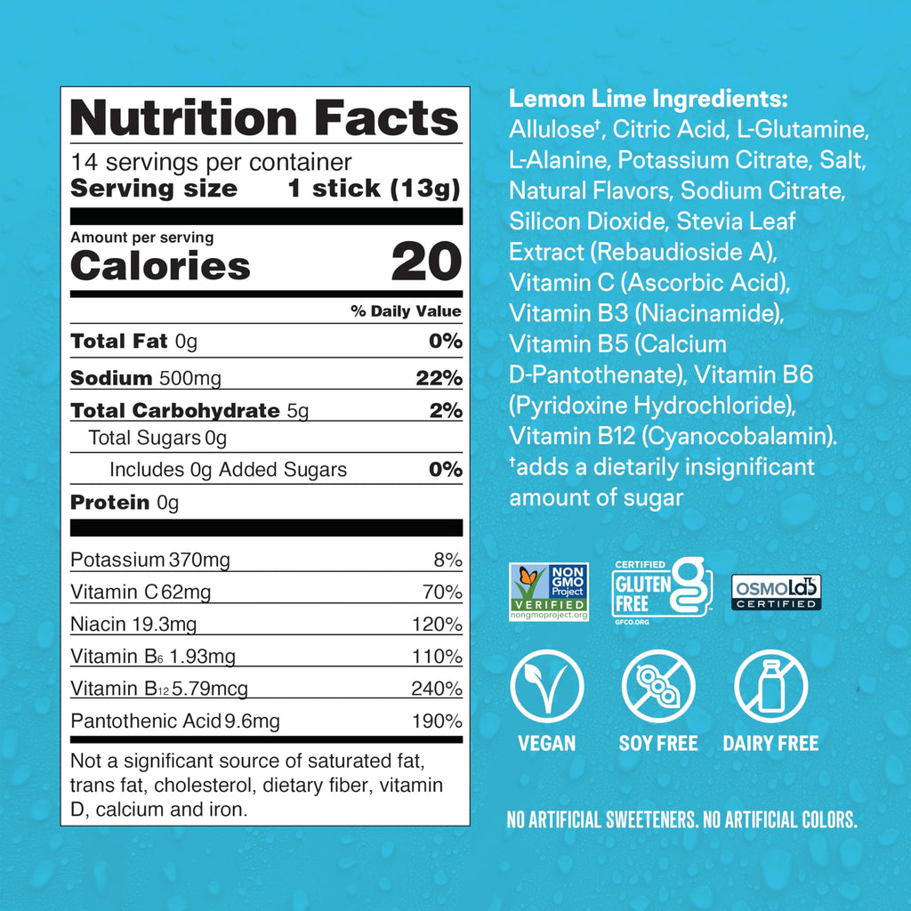 Liquid I.V. Hydration Multiplier Sugar-Free - Lemon Lime | Electrolyte Powder Drink Mix | 1 Pack (14 Servings)