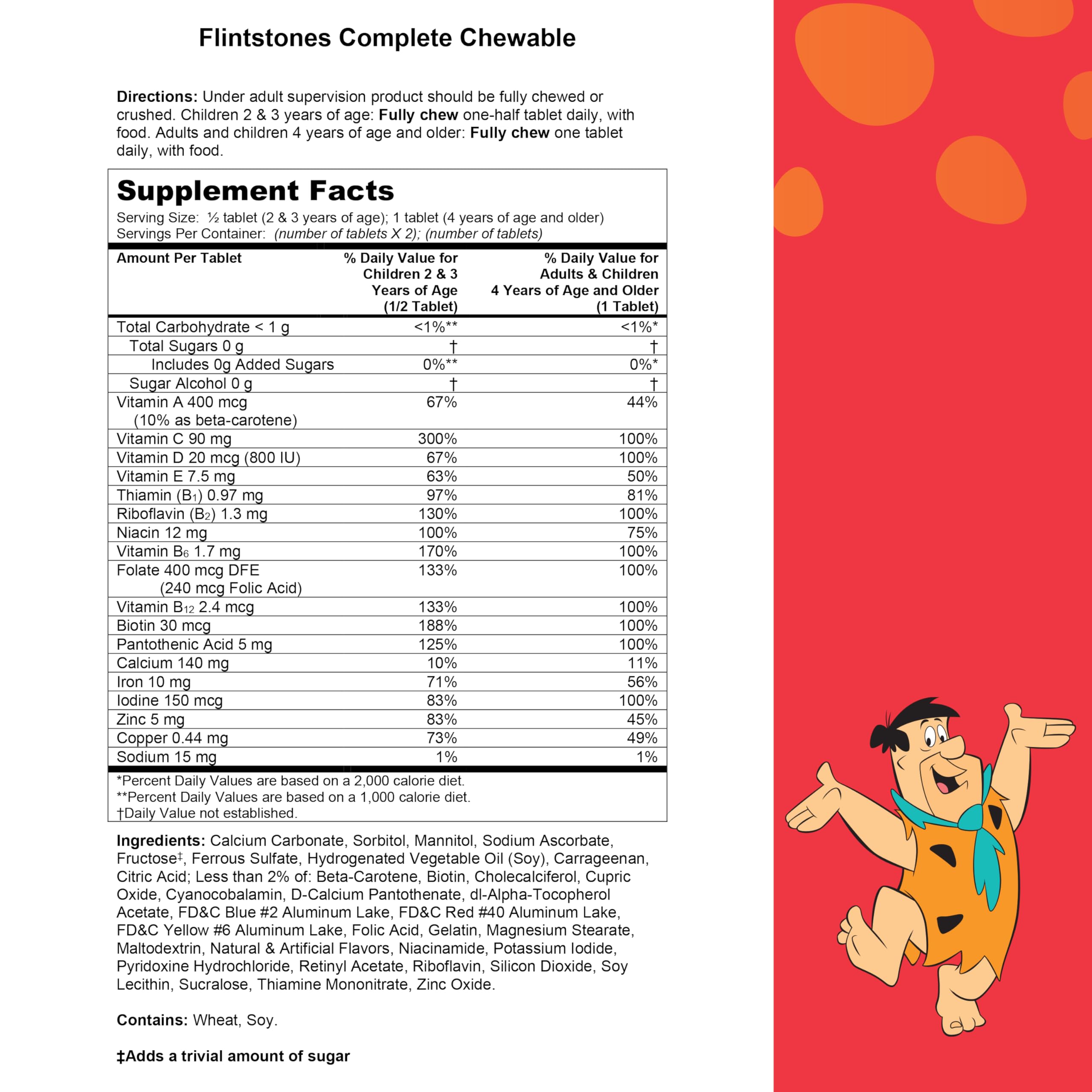 Flintstones Vitamins Chewable Kids Vitamins, Complete Multivitamin for Kids and Toddlers with Iron, Calcium, Vitamin C