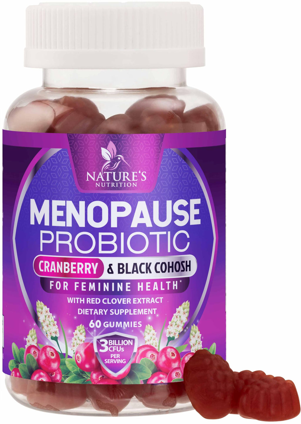 Menopause Supplement Gummies - 3 Billion CFU Women's Probiotics - Advanced Menopause Relief Formula for Women with Black Cohosh & Red Clover - Mild Hot Flashes & Night Sweats Support - 60 Gummies Nature's Nutrition Au supplements
