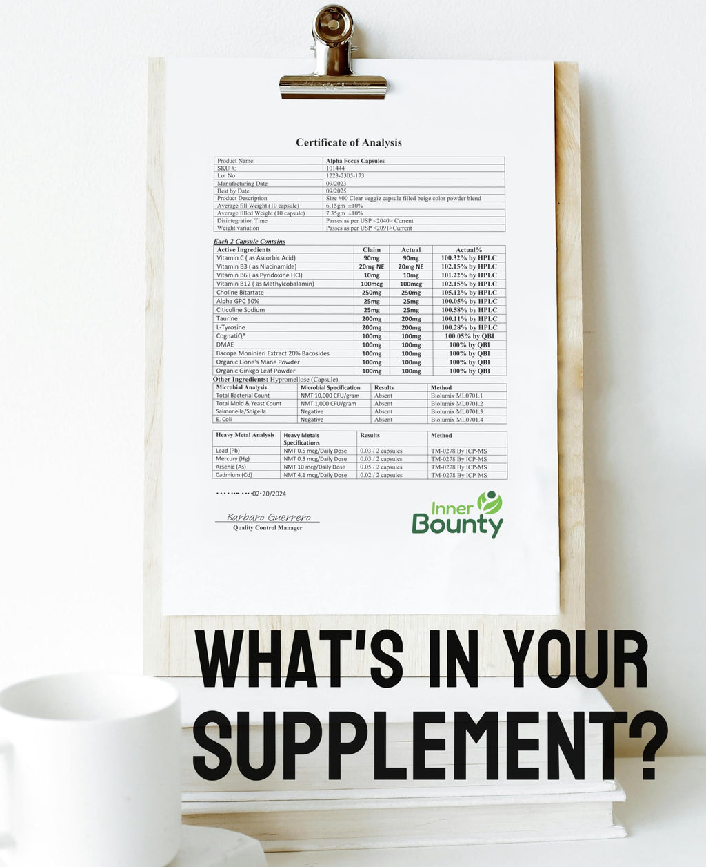 Inner Bounty Focus 14-in-1 Nootropic Brain Supplement with Lions Mane, Alpha GPC Choline, Vitamin C & B12, Taurine, Bacopa - Energy, Cognitive, Memory Support, 60 Filler Free Capsules Inner Bounty Au supplements