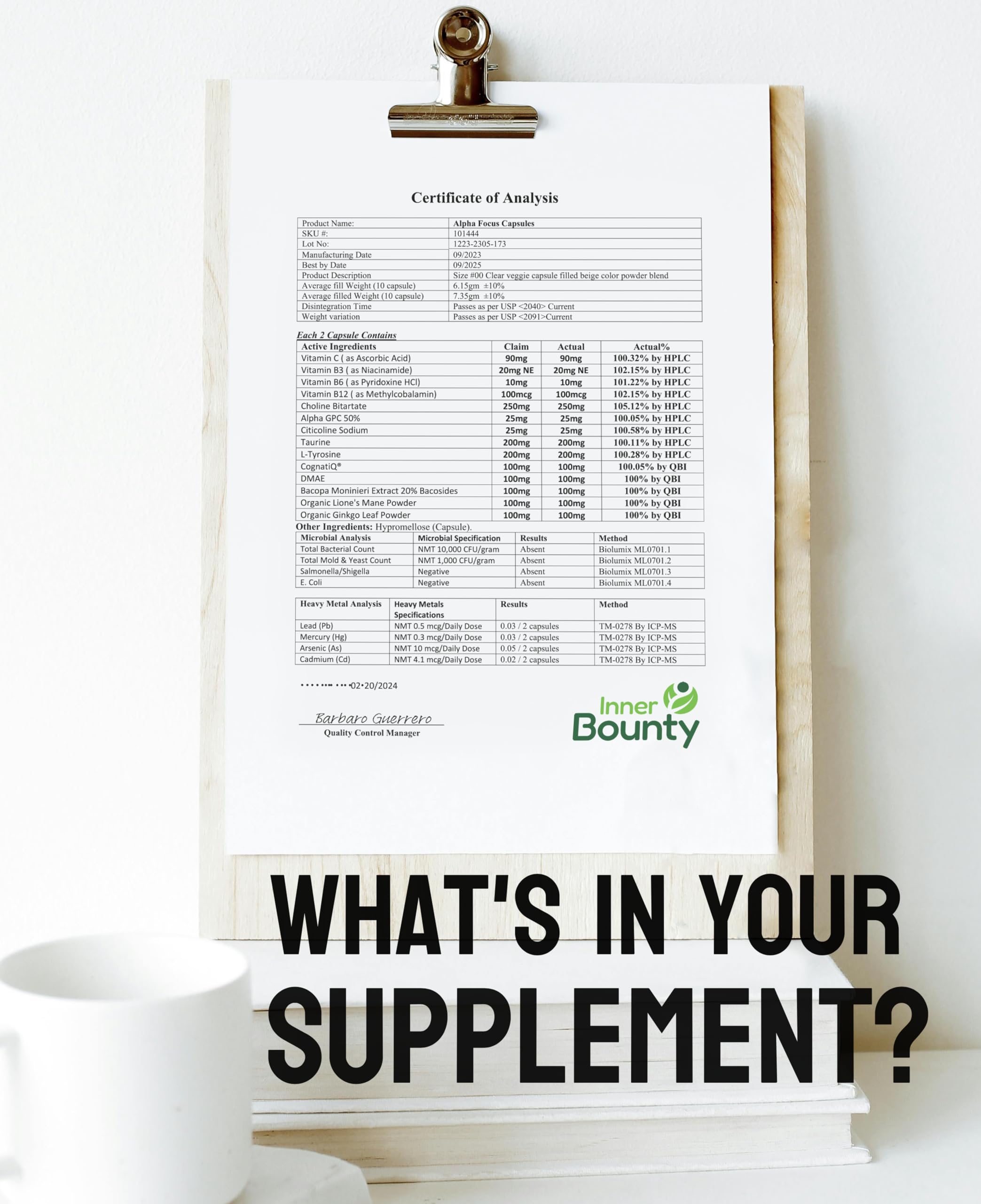 Inner Bounty Focus 14-in-1 Nootropic Brain Supplement with Lions Mane, Alpha GPC Choline, Vitamin C & B12, Taurine, Bacopa - Energy, Cognitive, Memory Support, 60 Filler Free Capsules Inner Bounty Au supplements