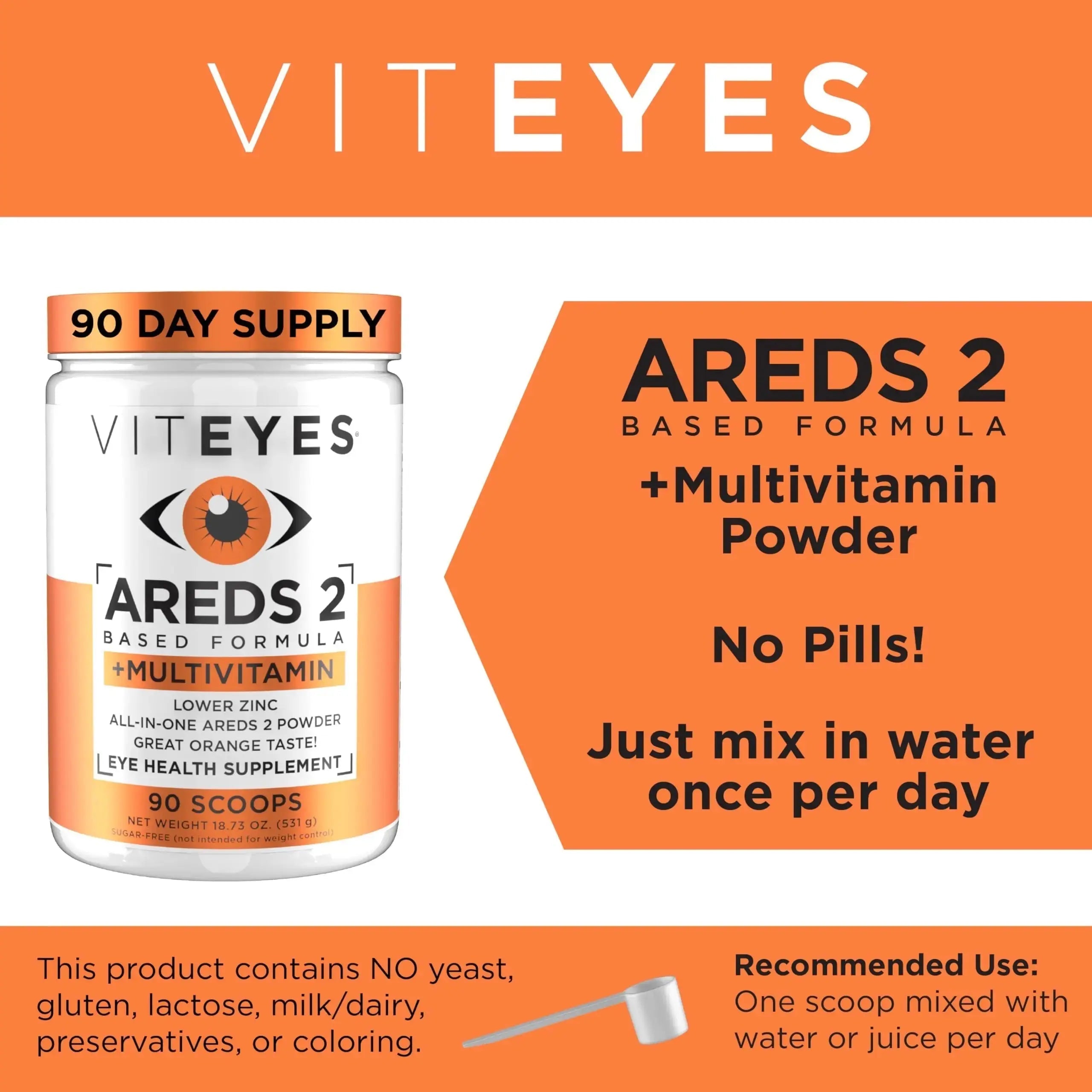 Viteyes AREDS 2 Powder + Multivitamin All-in-One, Macular Protection, Alternative to AREDS 2 chewables, No Pills, Lutein & Zeaxanthin Viteyes Au supplements