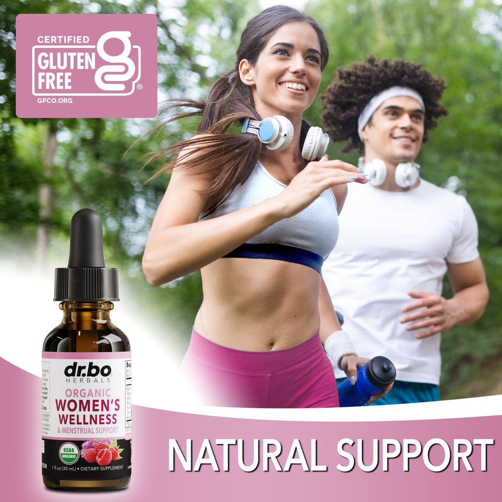 Hormone Balance for Women & PMS Relief - Women's Wellness Organic Hormonal Balance Supplements Liquid Drops & Menstrual Cramp Period Support - Raspberry Leaf, Chasteberry, Black Cohosh Supplement 1 Oz DR. BO Au supplements