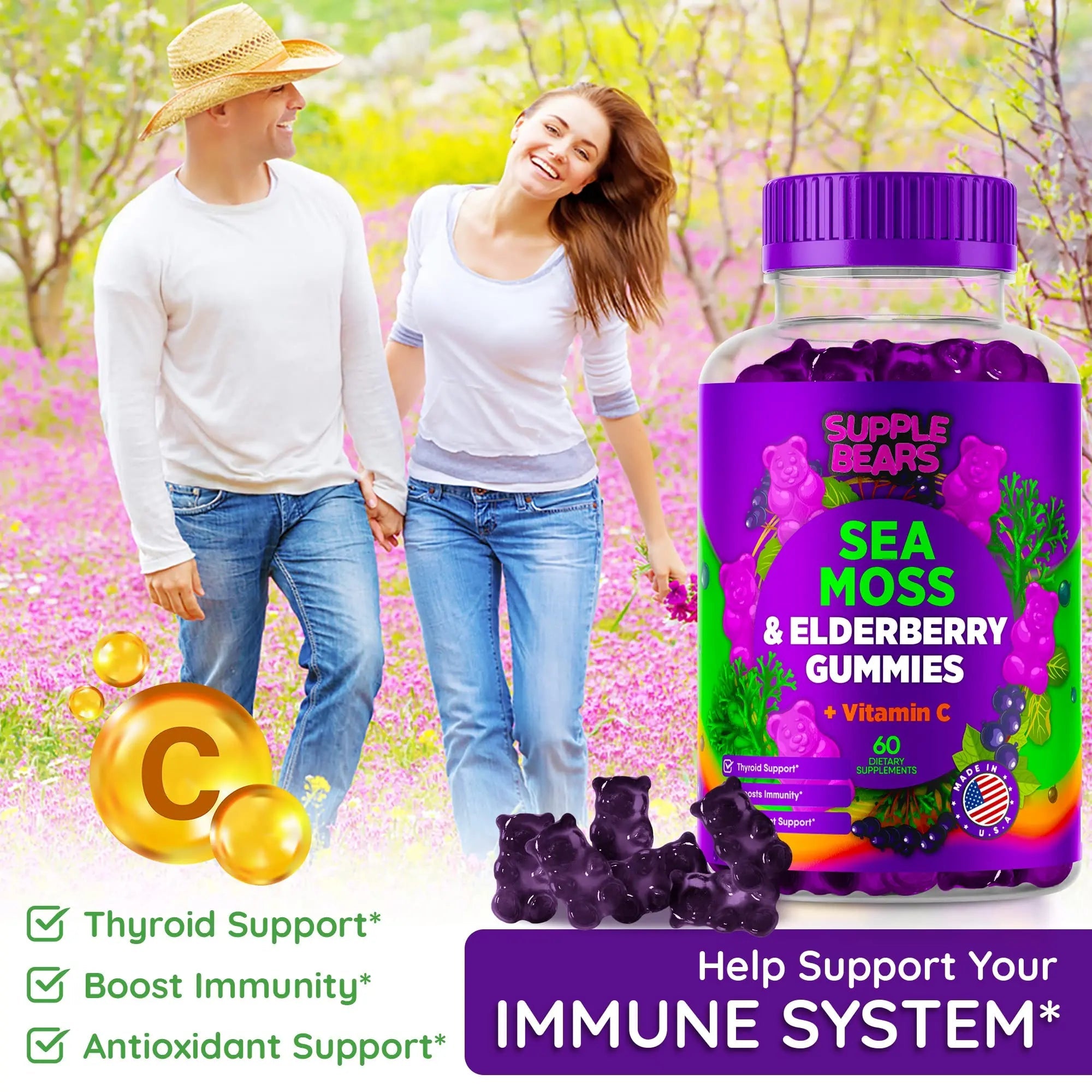 Supplebears Sea Moss Gummies & Elderberry - Vitamin C + Zinc – Extra Strength Immune Supplebears Au supplements