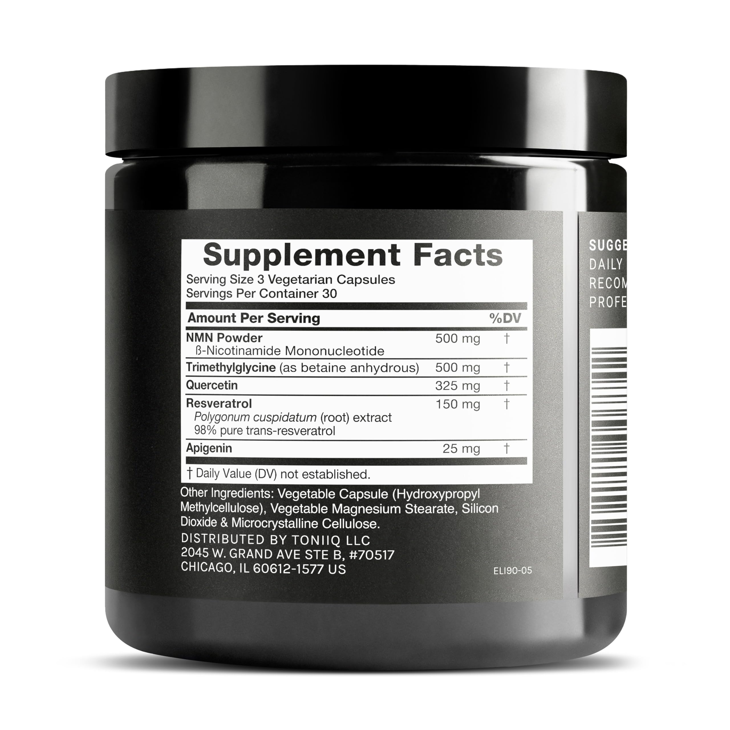 1500mg NMN Supplement with Resveratrol – High Potency Nicotinamide Mononucleotide 500mg with Trimethylglycine, Quercetin, Resveratrol & Apigenin – Pure NMN Capsules – Third-Party Tested – 30 Servings Toniiq Au supplements