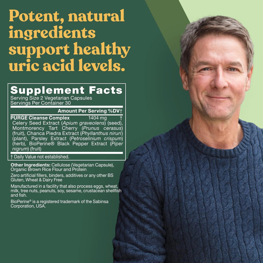 Purge! Uric Acid Flush – Eat & Drink What You Want – Detox and Cleanse with Celery Seed Extract Eu Natural Au supplements