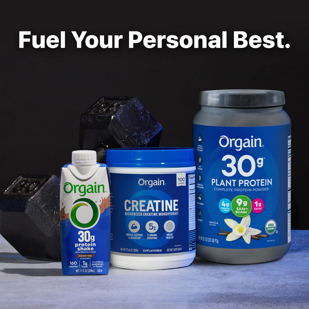 Orgain Creatine Monohydrate Micronized Powder, 100 Servings, Unflavored, Supports Muscle Growth, Post Workout Recovery and Brain Health, No Artificial Additives, for Men & Women, Vegan Orgain Au supplements