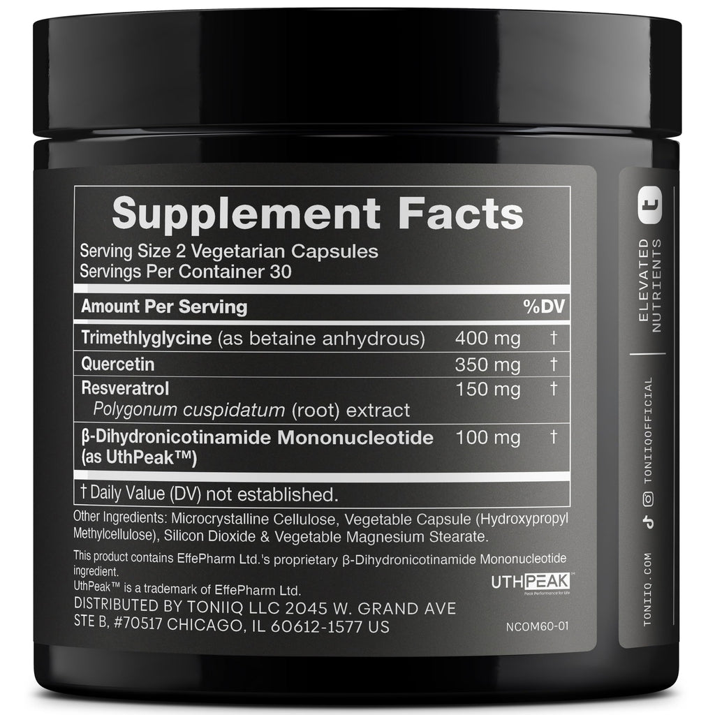 Toniiq NMNH Supplement – Ultra High Potency 1,000mg Complex with Clinically Studied Uthpeak™ NMNH, Resveratrol, Quercetin & TMG – Highly Purified – Third-Party Lab Tested – 60 Capsules Toniiq Au supplements