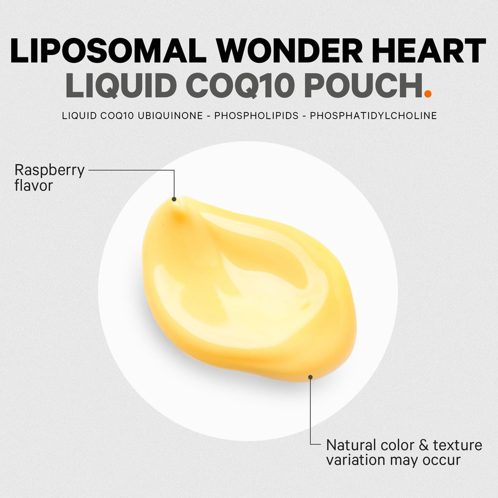 Codeage Wonder Heart Liquid CoQ10 Liposomal Ubiquinone Supplement, Coenzyme Q10 Heart Vitamins, Non-GMO Sunflower Phosphatidylcholine Vegan Blend, Raspberry Flavored Softgel, Pack of 30 Pouches Codeage Au supplements