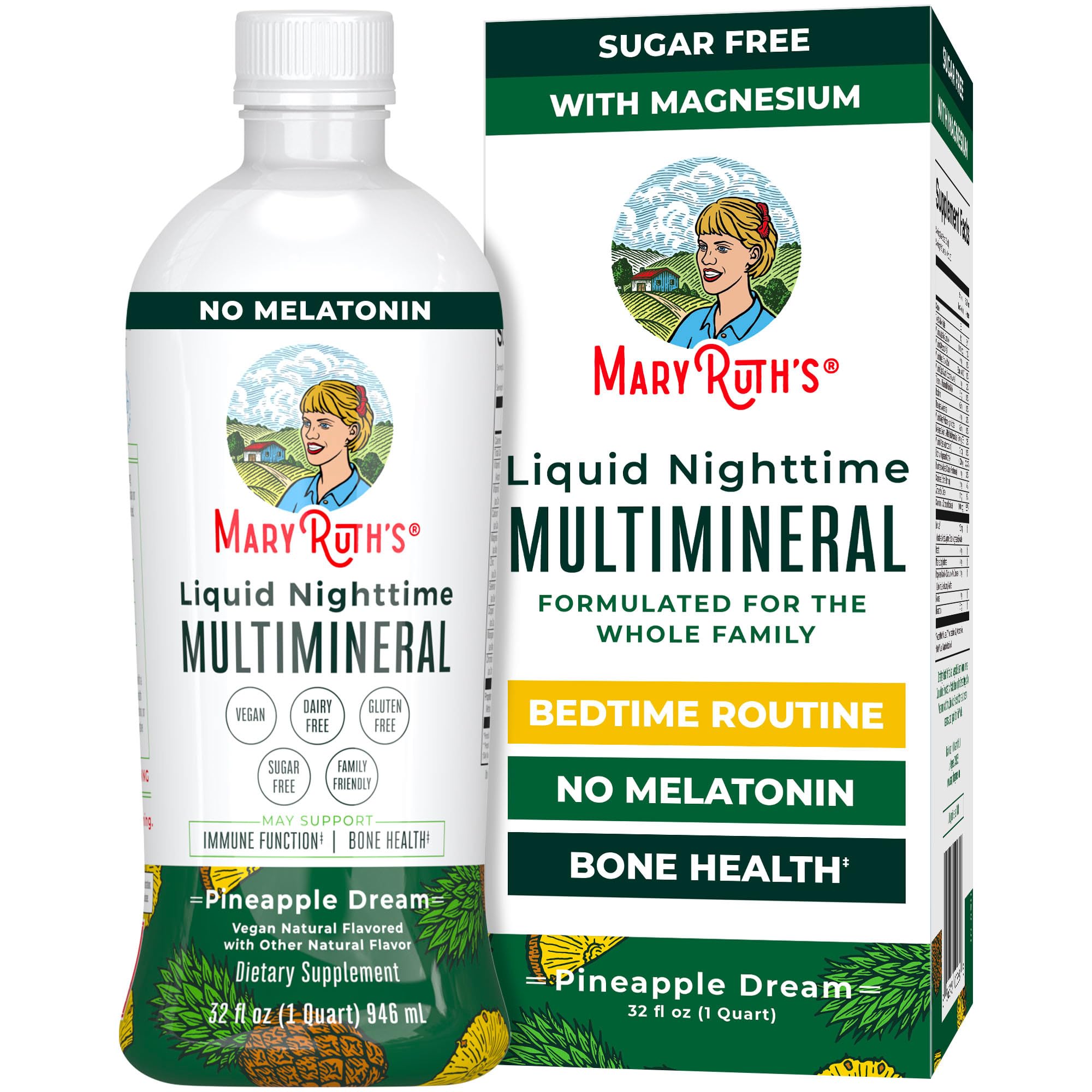 MaryRuth Organics Liquid Nighttime Multimineral | NO Melatonin | Magnesium Citrate | Calcium | Zinc | Vitamin D3| Available in 4 Flavors | Vegan | Sugar Free | Gluten Free | 32 Oz MARYRUTH'S Au supplements