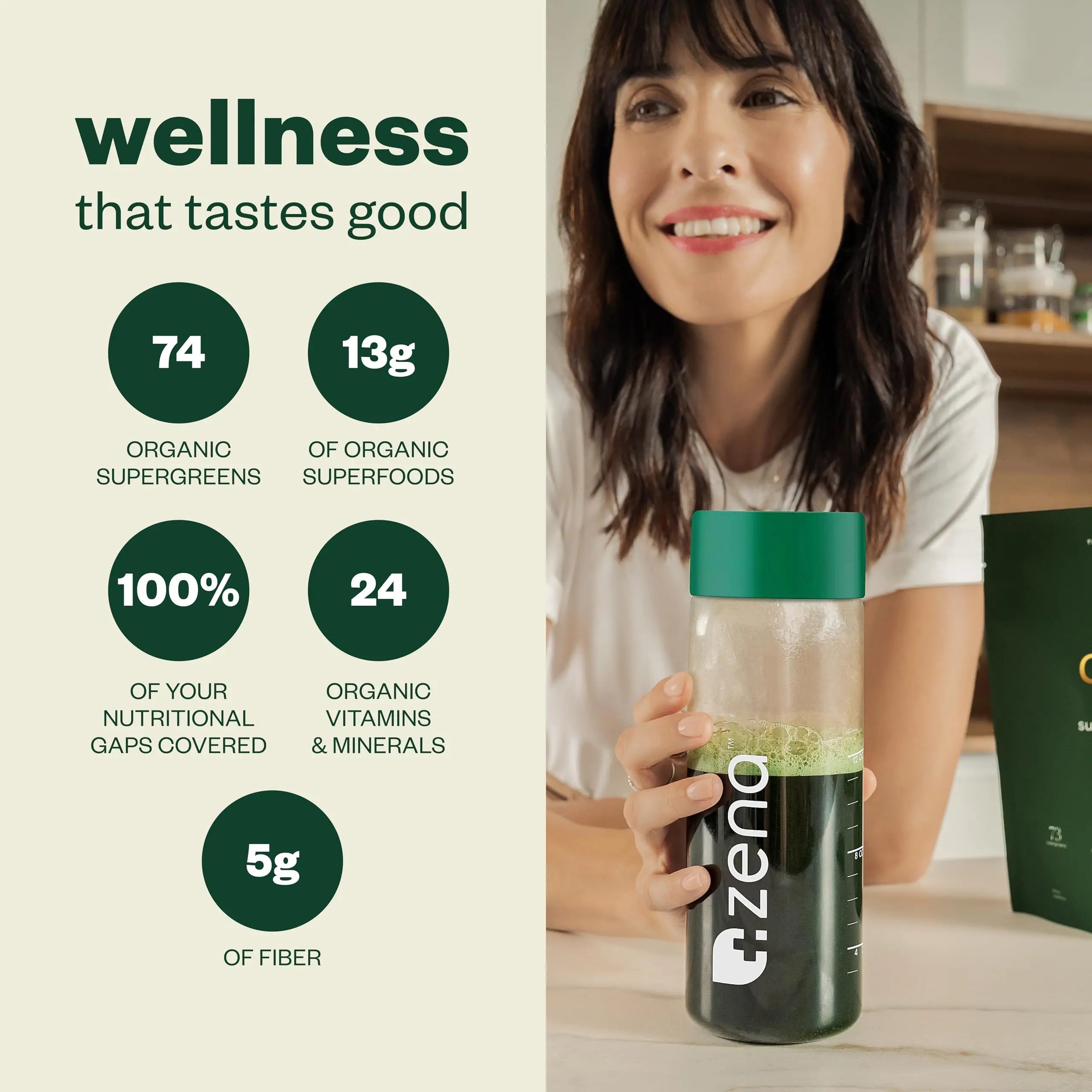 Zena Complete Organic Super Greens Powder & Multivitamin, 90+ Supergreens, Fruits, Veggies, Pre & Probiotics, Watermelon Citrus Flavor Zena Nutrition Au supplements