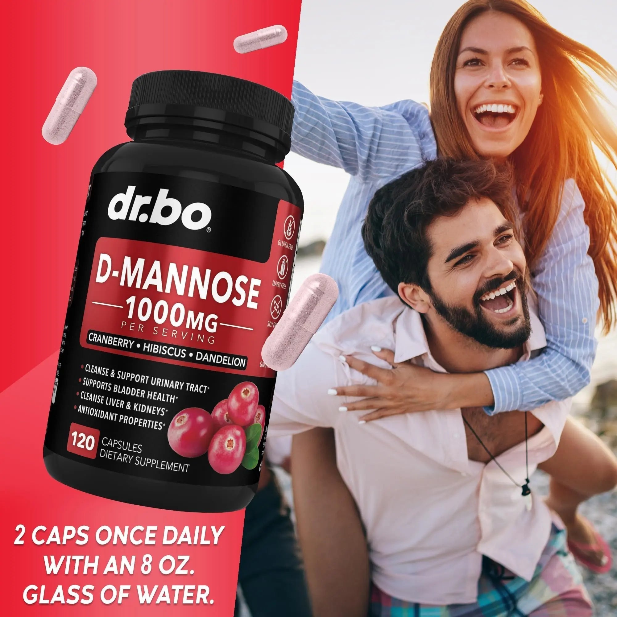 D Mannose Supplements for Women Pills - Natural D-Mannose 500mg Capsules, Cranberry DMannose Pills 1000mg Per Serving - Bladder Flush & Urinary Tract Cleanse Health Supplement - 120 Veg Capsules DR. BO Au supplements