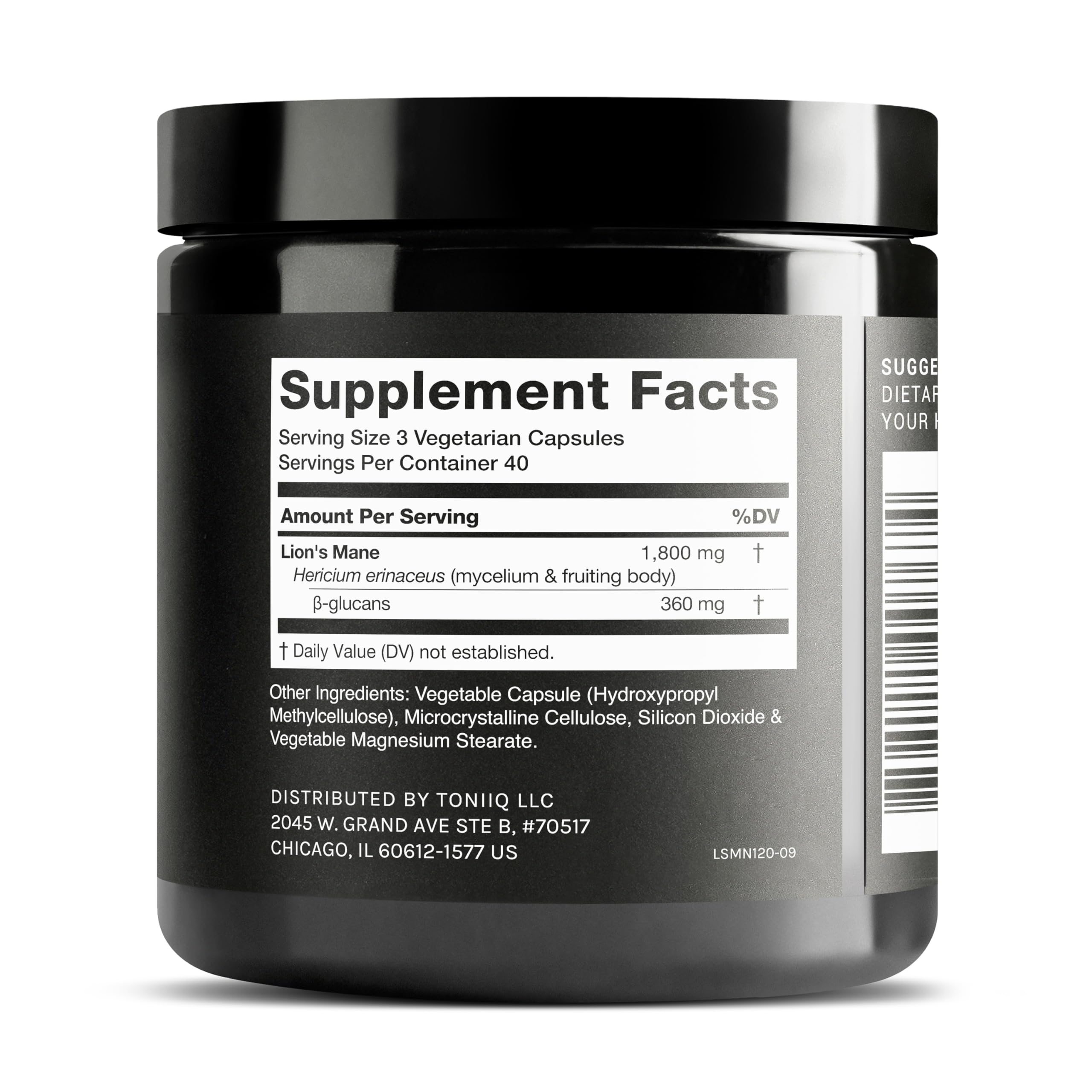 Toniiq Lion’s Mane - Ultra High Potency 10:1 Extract with 30% Polysaccharides - Highly Concentrated & Bioactive - Third-Party Lab Tested - 120 Capsules Toniiq Au supplements