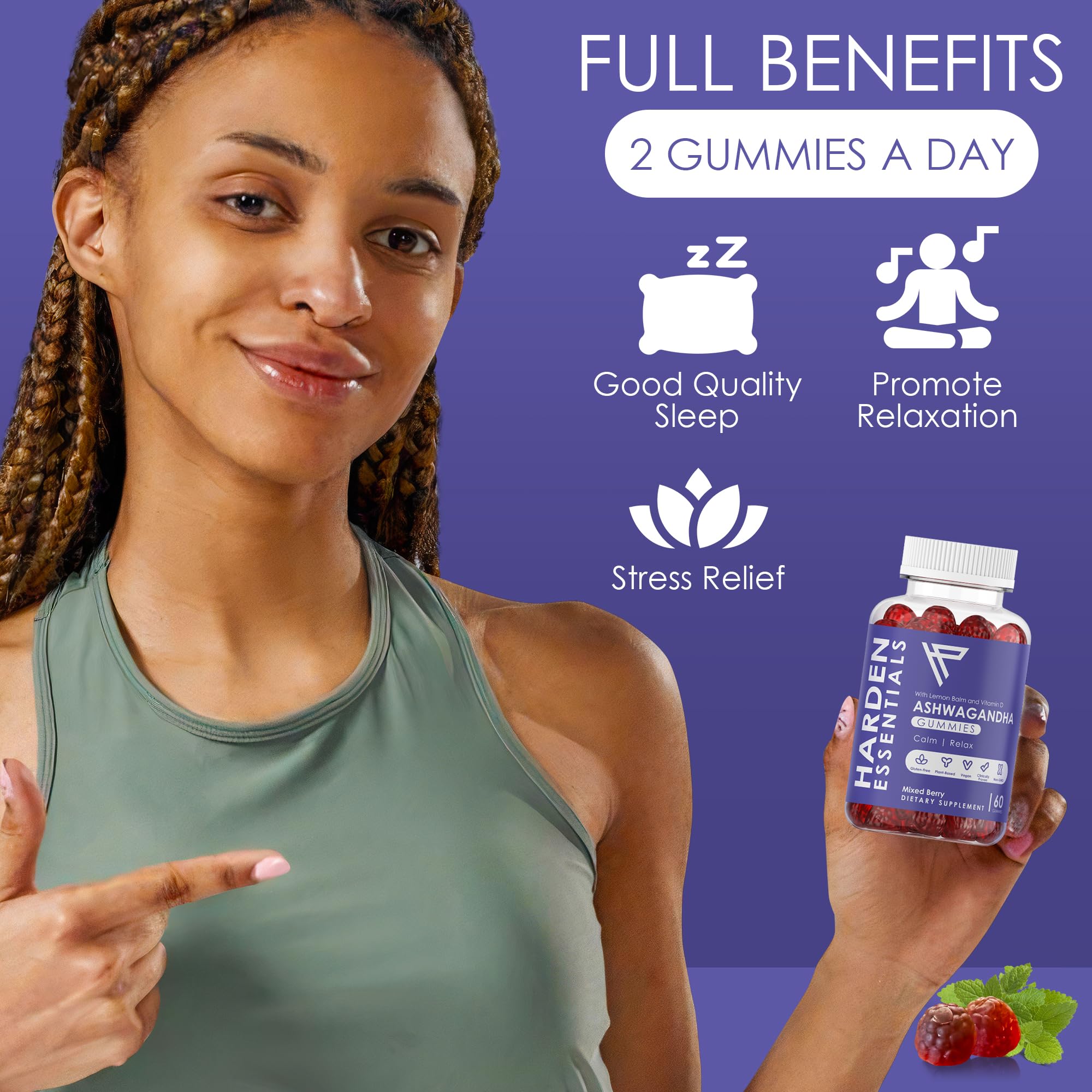 KSM-66 Ashwagandha Gummies 750mg Per Gummy – 1,500mg Per Serving – Stress & Cortisol Support – with Lemon Balm & Vitamin D – 60 Count (30 Day Supply) – Vegan – Harden Essentials Harden essentials Au supplements