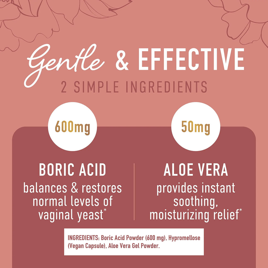 Boric Acid Suppositories for Women | 600mg | for pH Balance, Vaginal Odor & Itching | Feminine Intimate Health SMNutrition Au supplements