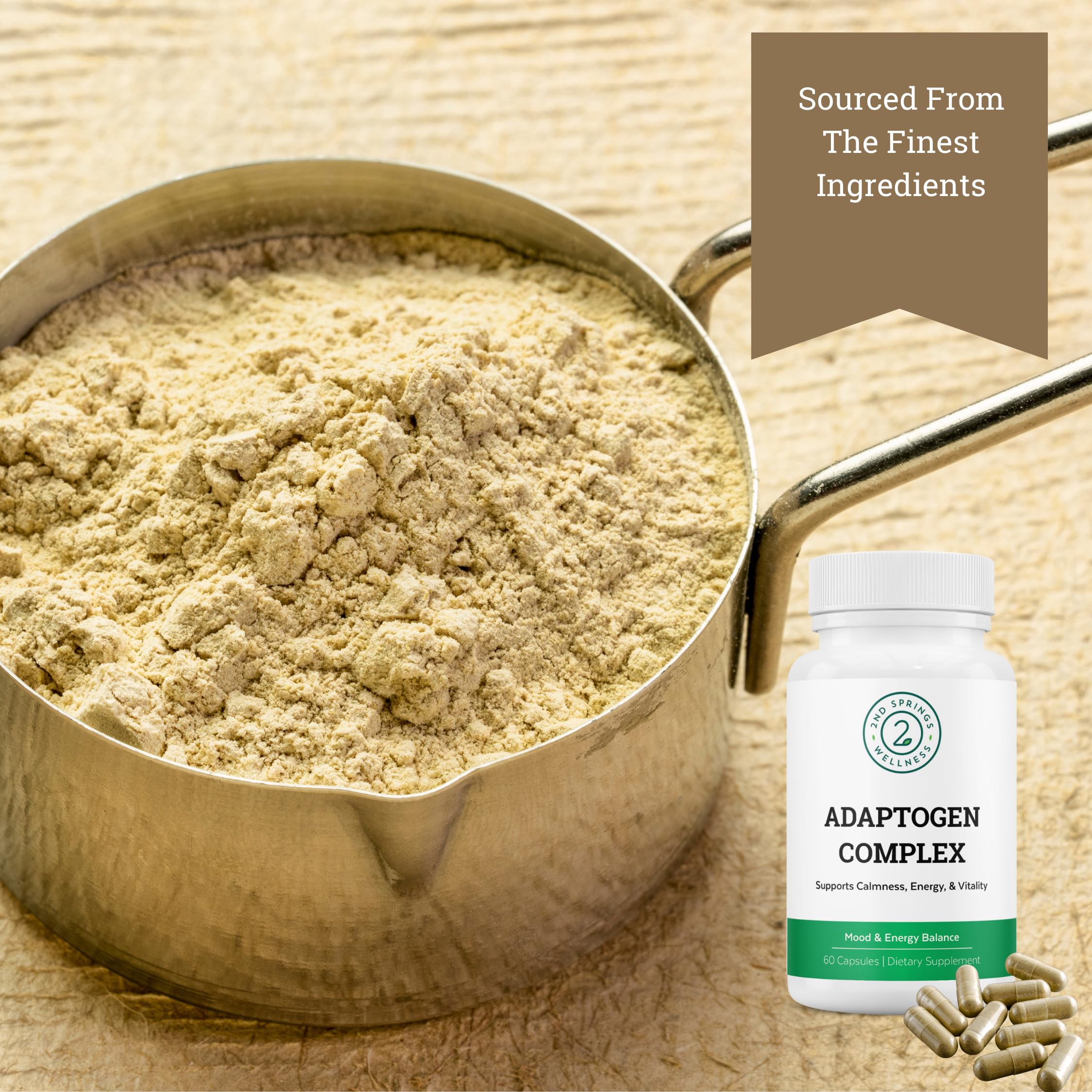 2nd Springs Adaptogen Complex Calmness, Energy and Vitality Booster - Ashwagandha, Schisandra, Astragalus, Ginseng, Rhodiola, and More - Adrenal Support Supplements - 60 Ct 2nd Springs Au supplements