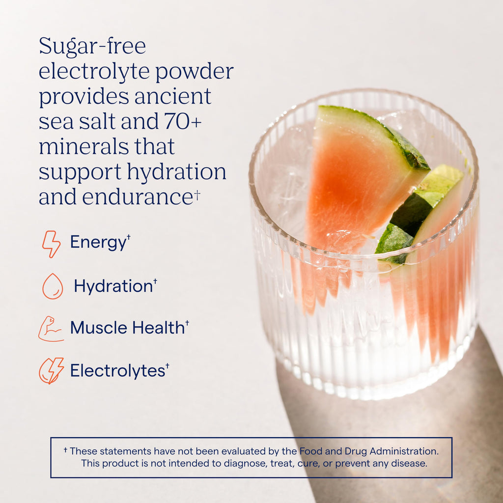 Trace Minerals ZeroLyte Salty Watermelon Flavor - Sugar Free Electrolyte Drink Mix - Supports Hydration, Energy, Stamina - Ancient Sea Salt,