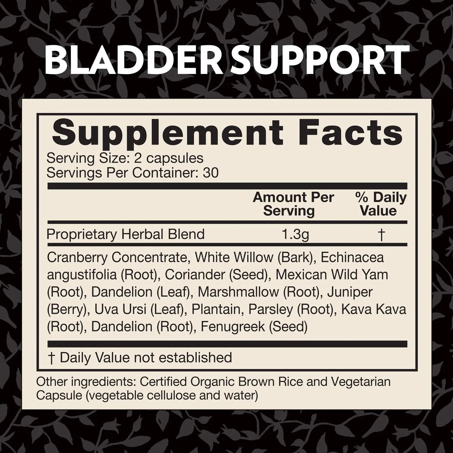 Crystal Star Bladder Support (60 Capsules) – Herbal Supplement for Healthy Bladder Function - Cranberry, Dandelion & Fenugreek - Helps Overactive Bladder and Incontinence - Non-GMO Crystal Star Au supplements