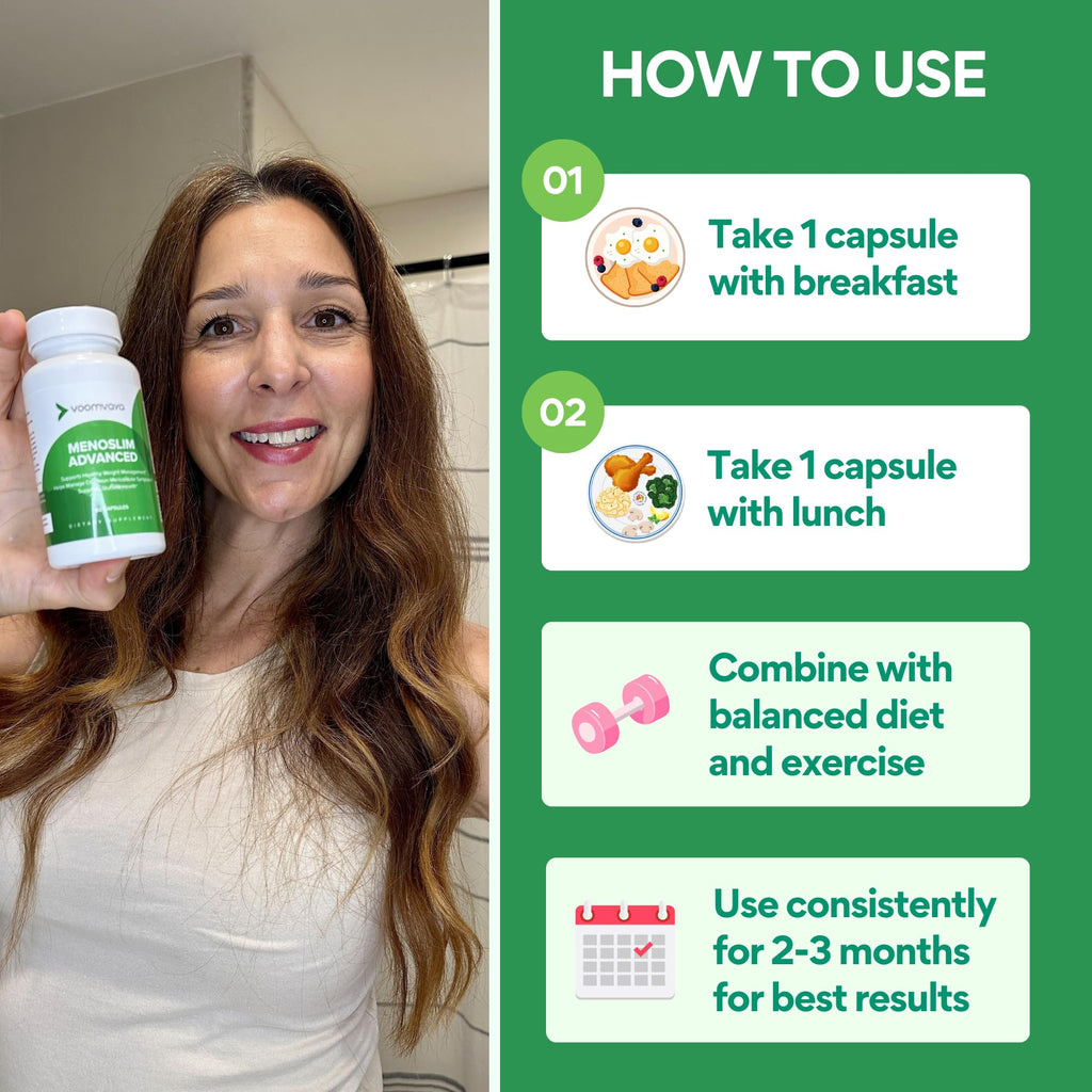 VoomVaya MenoSlim Advanced Menopause Weight Loss for Women – Menopause & Perimenopause Supplement for Women – Supports Healthy Metabolism & Overall Wellness – 60 Capsules VoomVaya Au supplements