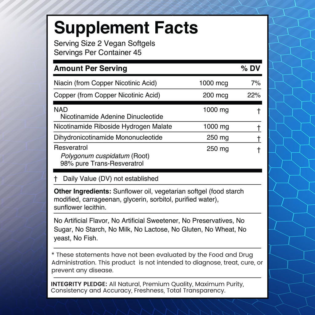 WELLNESS LABSRX NAD+ Supplement - Third-Party Tested NMNH Supplement Softgels, NAD Resveratrol 2500mg NAD Supplements for Anti-Aging, Longevity, and Cellular Health Support - Made in USA WELLNESS LABSRX Au supplements