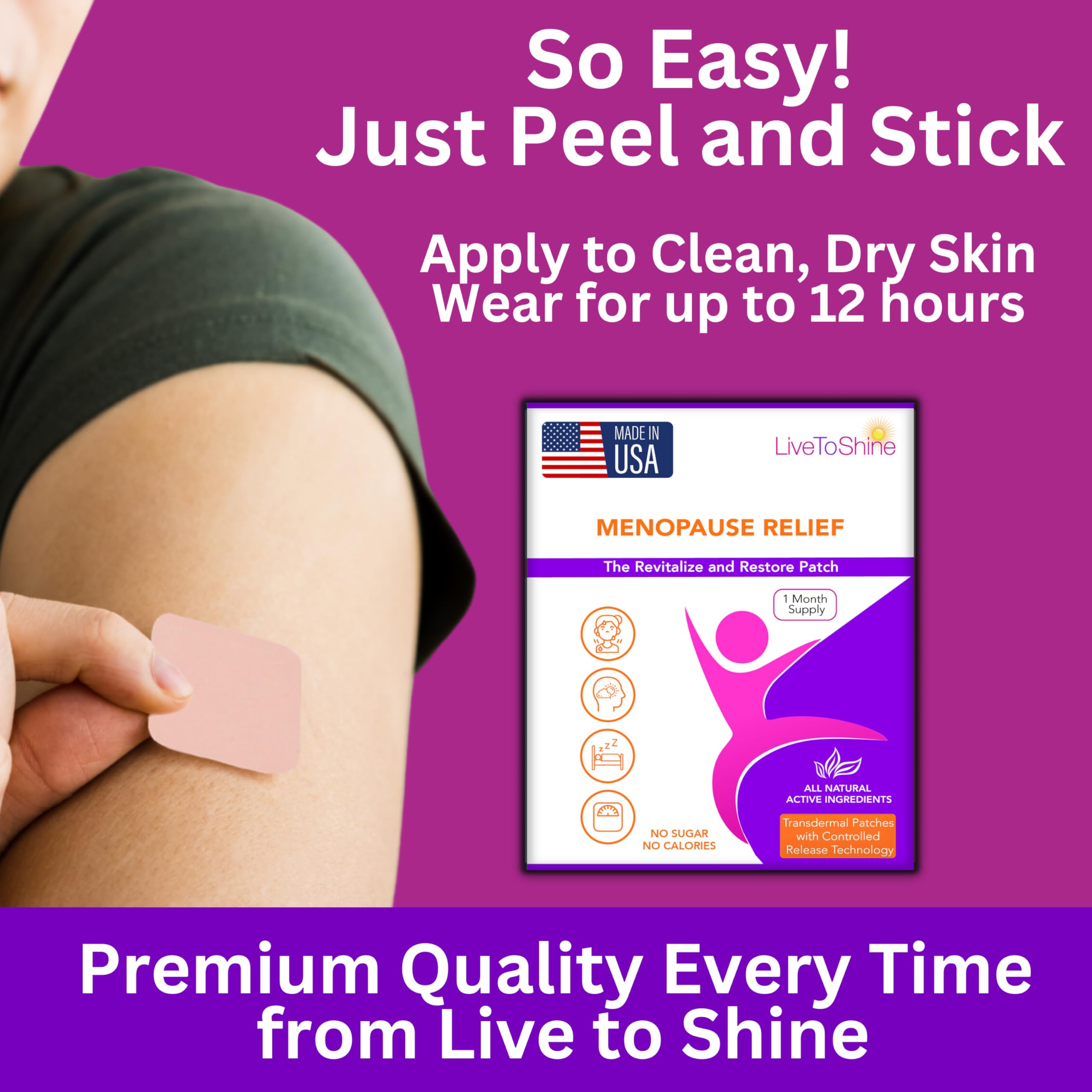 Menopause & Perimenopause Relief Patch for Women – Hot Flash, Mood & Symptom Support – Black Cohosh, Ashwagandha & More – 30 Topical Patches – USA Made by Live to Shine Live To Shine Au supplements