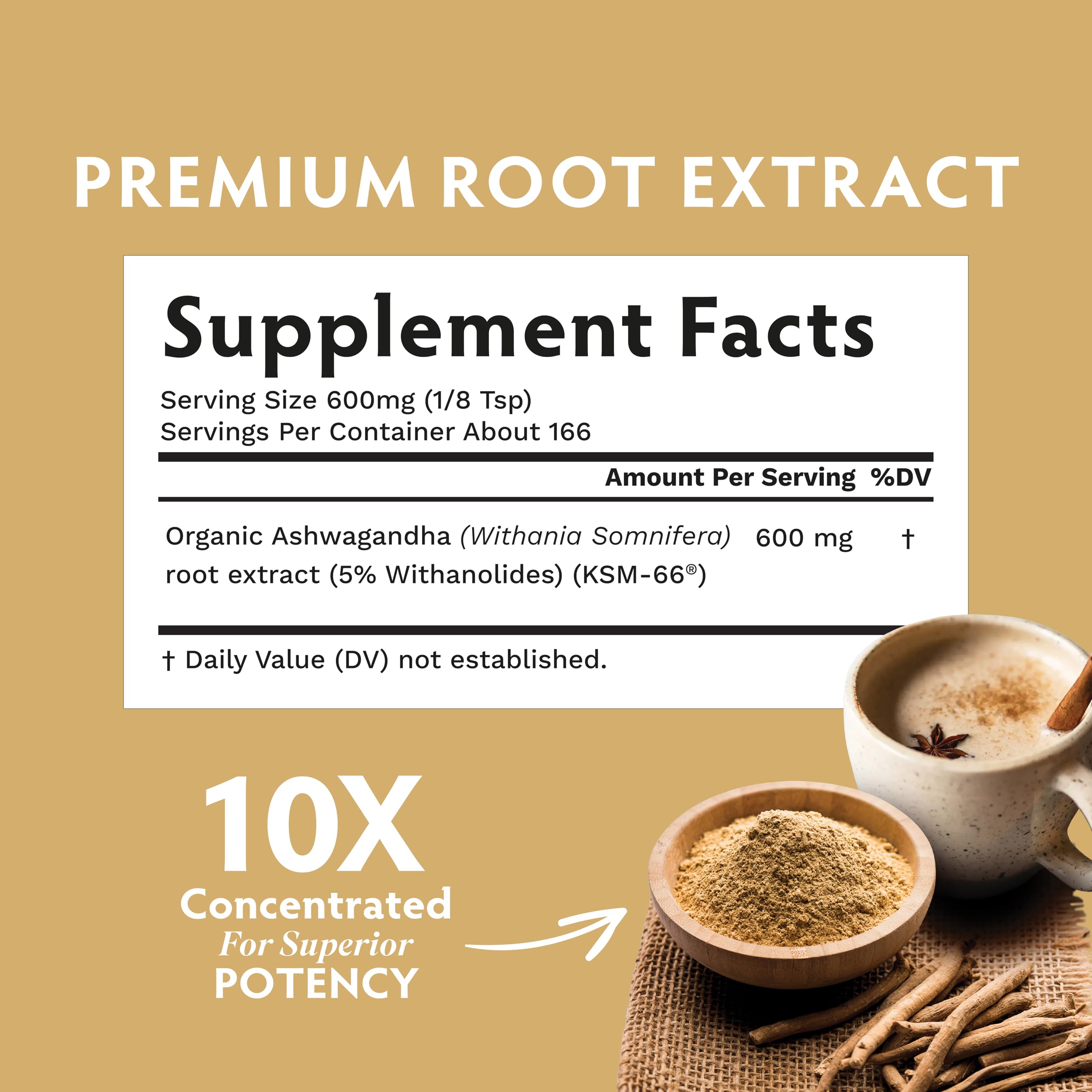 TRIBE ORGANICS KSM-66 Ashwagandha Root Extract Powder Ayurvedic Herb for Mood Support | Increase Energy | Strength - Organic | Natural | Gluten Free | Non GMO | Full-Spectrum - 100g Pouch TRIBE ORGANICS Au supplements