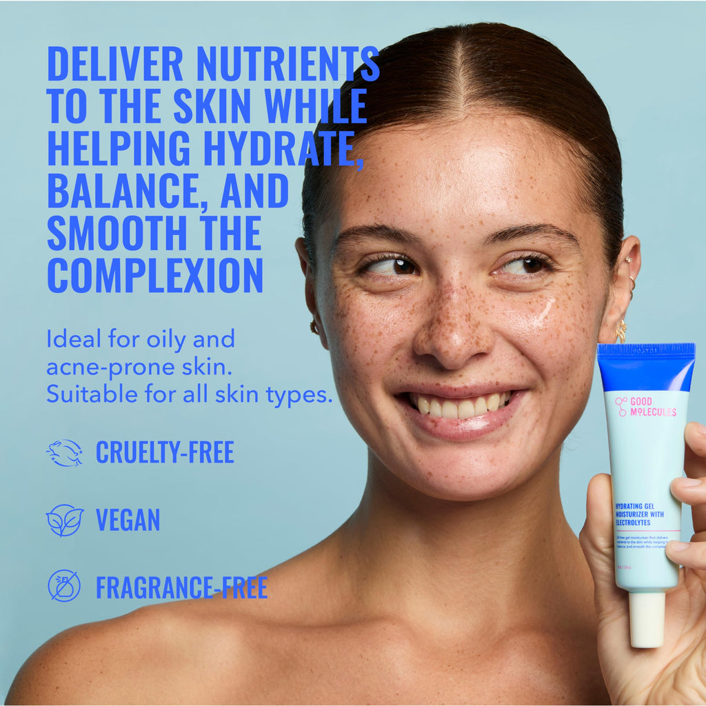 Good Molecules Hydrating Gel Moisturizer – Lightweight Water-Based Gel, Fast-Absorbing Oil-Free Moisturizer for Oily